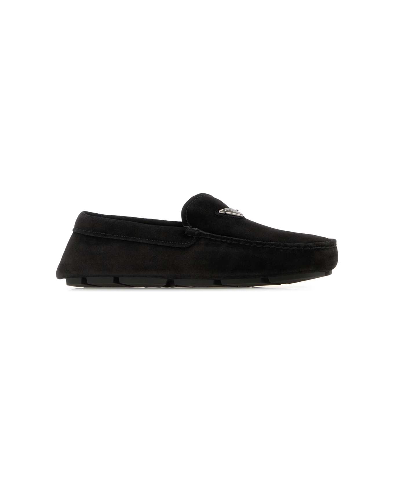 Prada Black Suede Loafers - NERO
