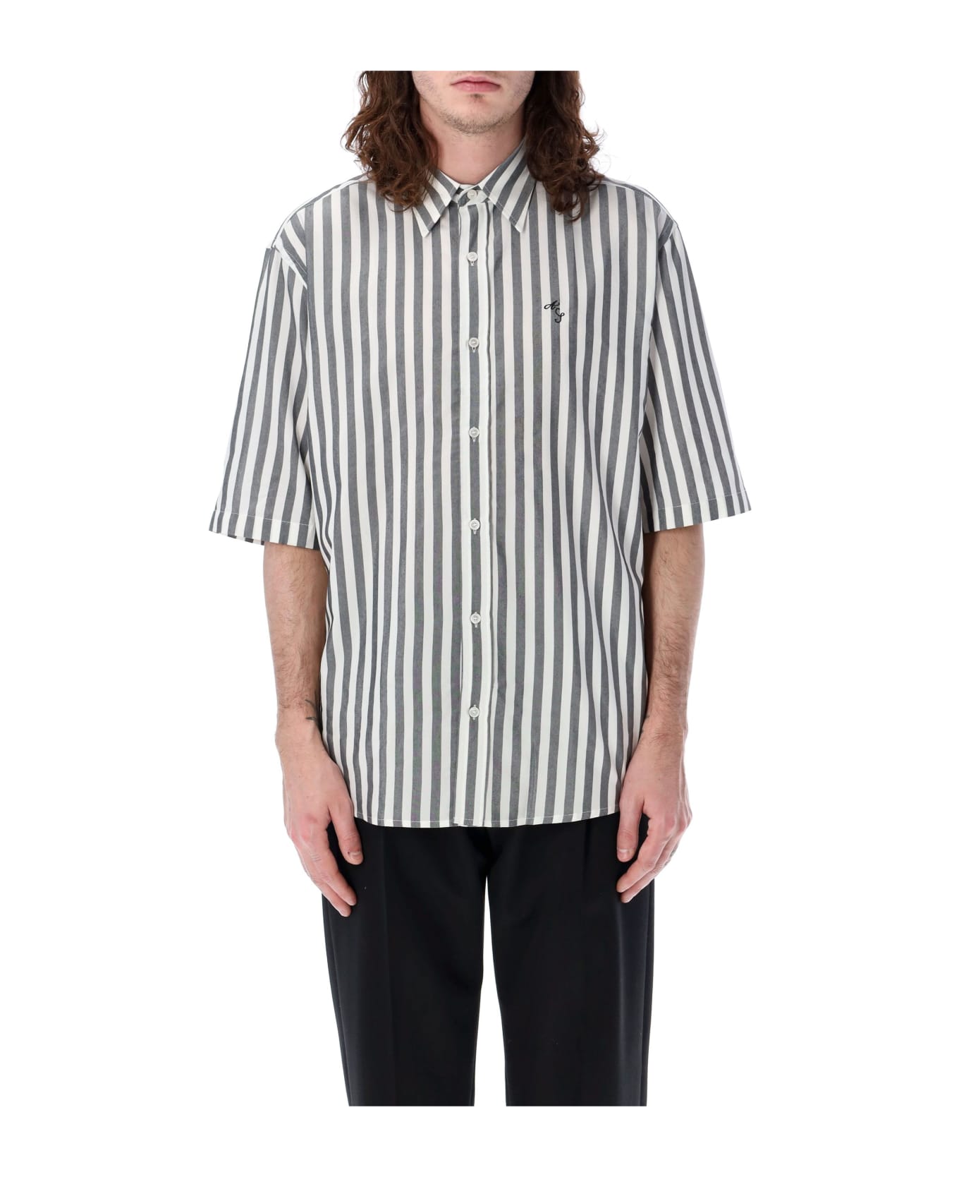 Acne Studios Stripe Button-up Shirt - WHITE BLACK STRIPES