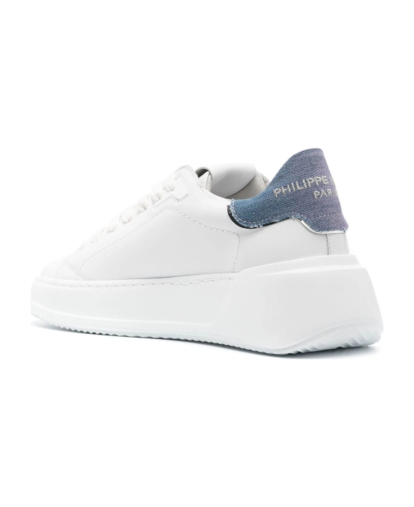 Philippe Model Tres Temple Sneaker White And Light Blue - White