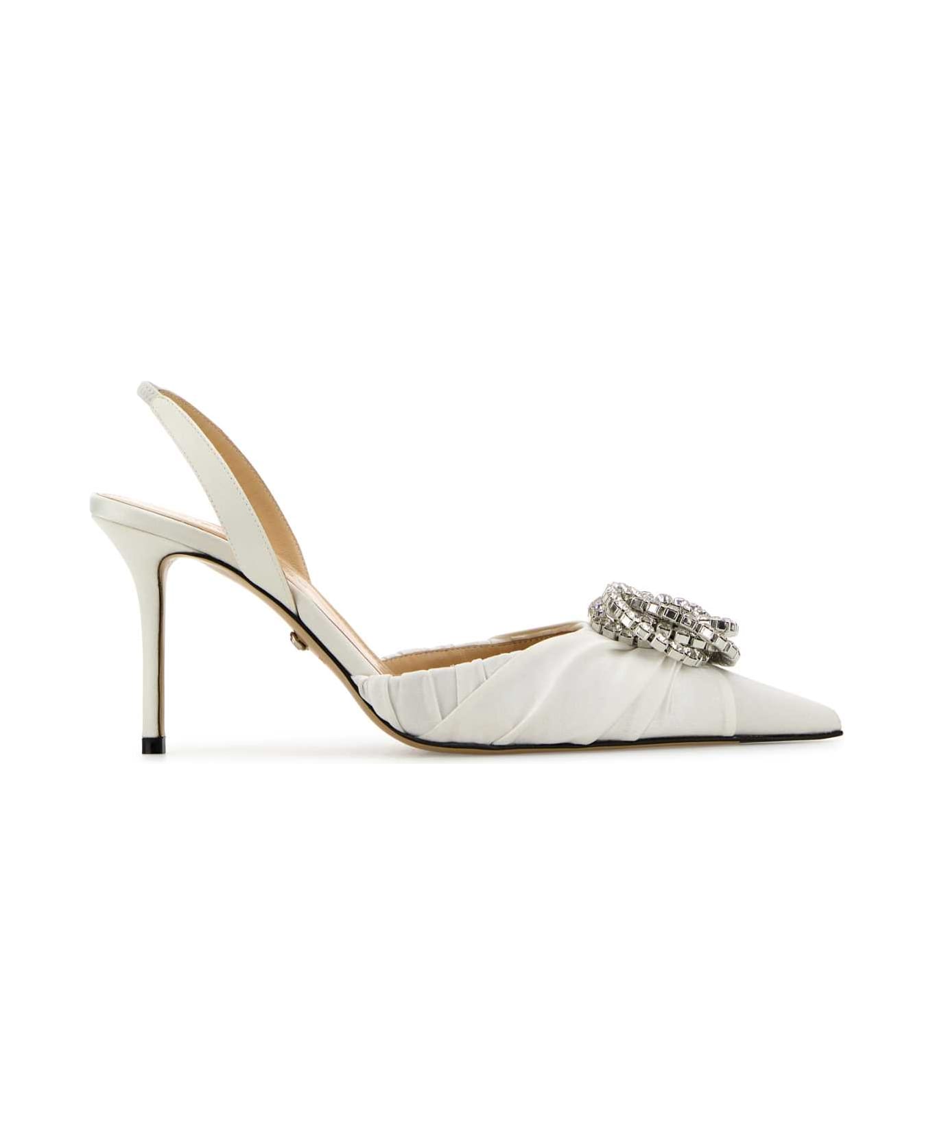 Mach & Mach White Satin Pumps - WHITE