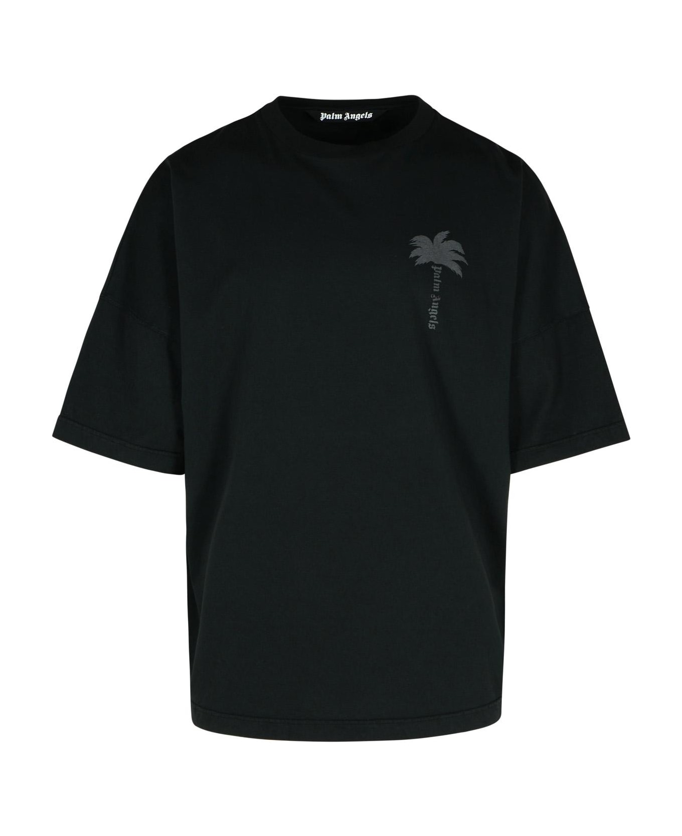 Palm Angels Black Cotton T-shirt - BLACK VINTAGE