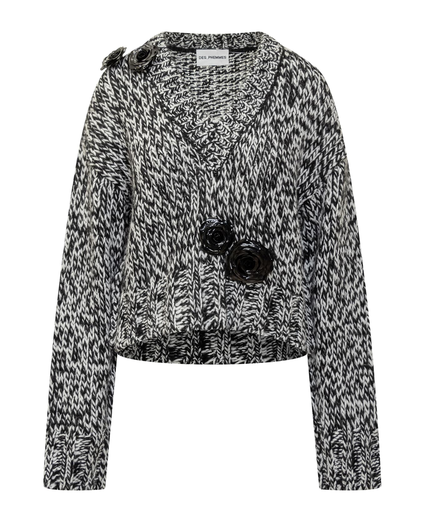 Des Phemmes Mouline Sweater - OFF WHITE/BLACK