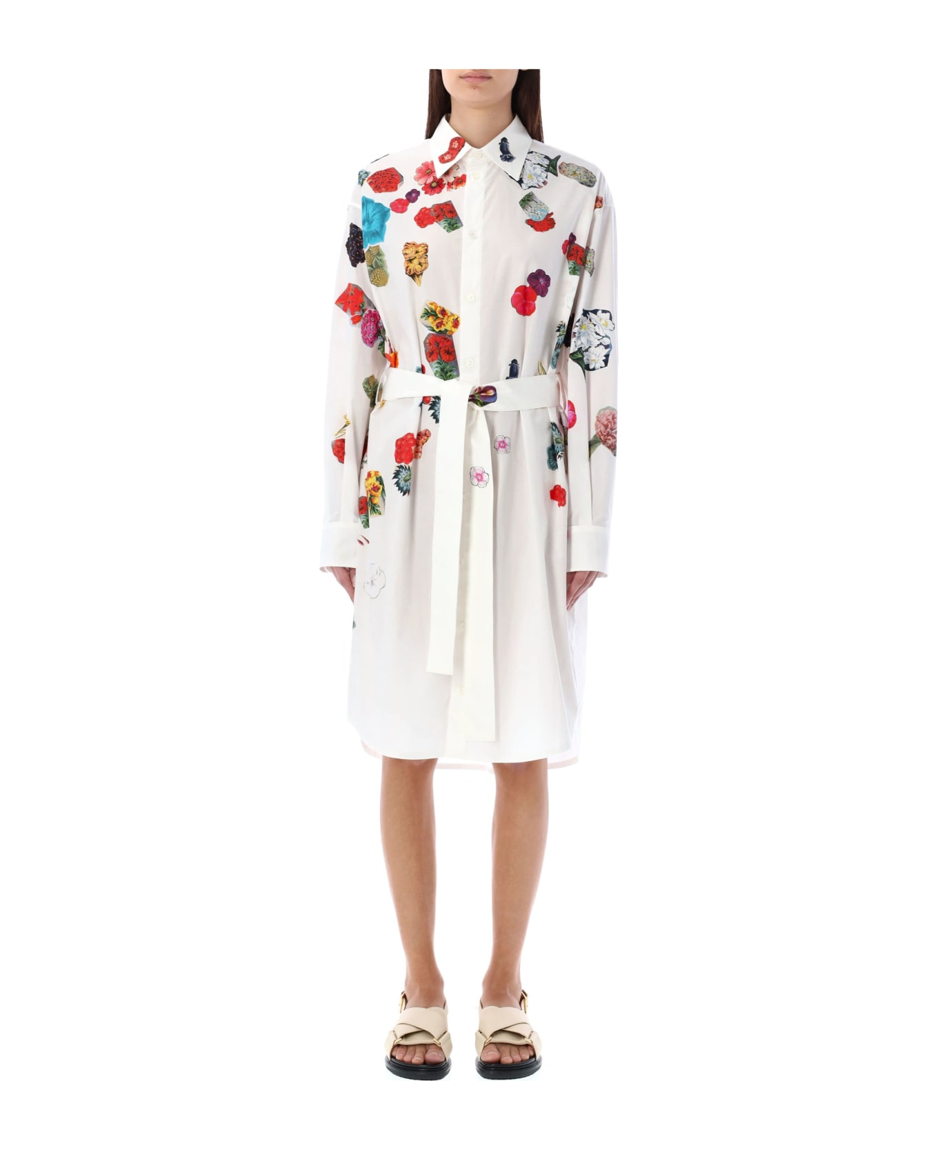 Marni Flowers Shirt Dress - LILY WHITE ワンピース＆ドレス