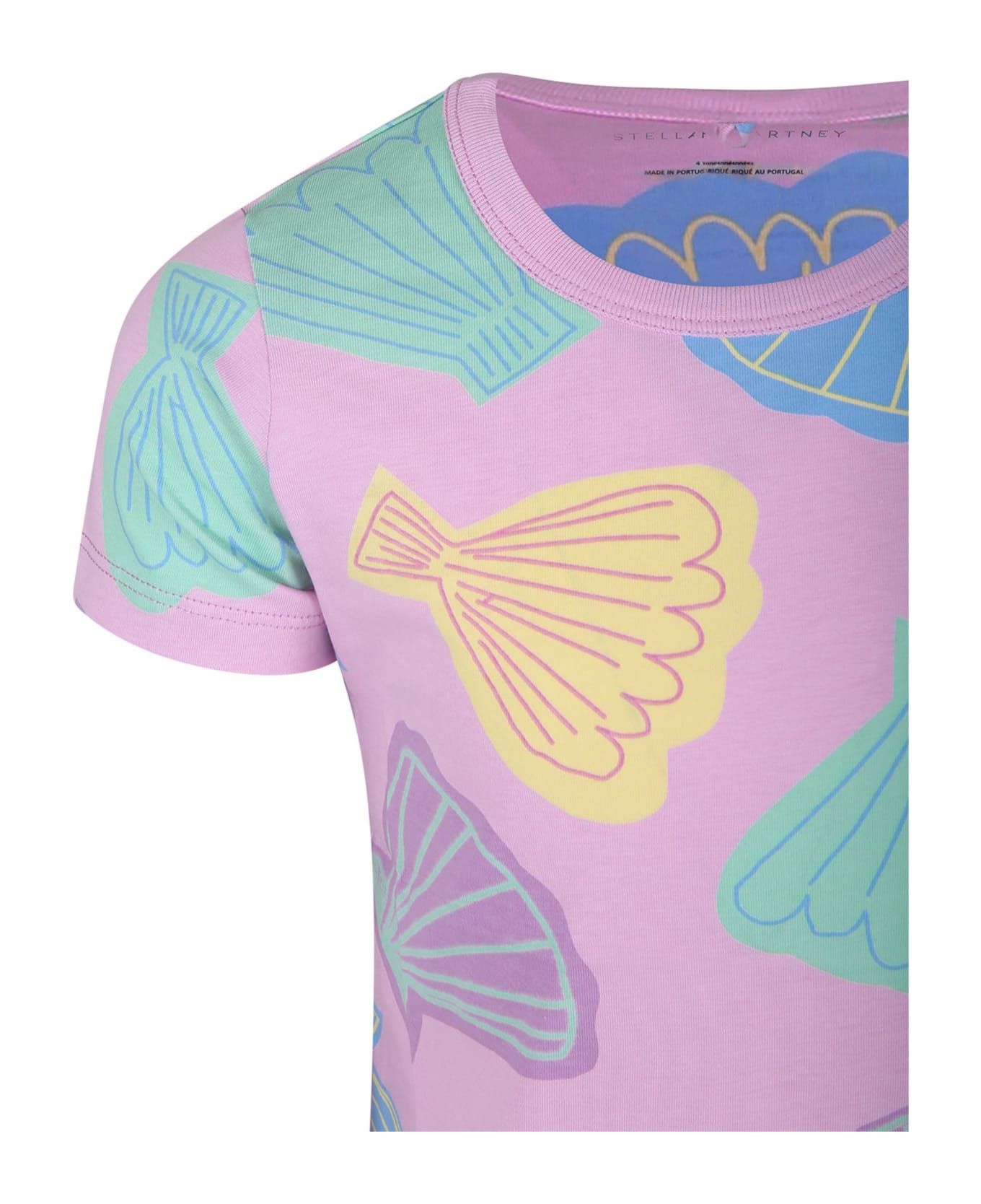 Stella McCartney Kids Pink T-shirt For Girl With Shell Print - Pink