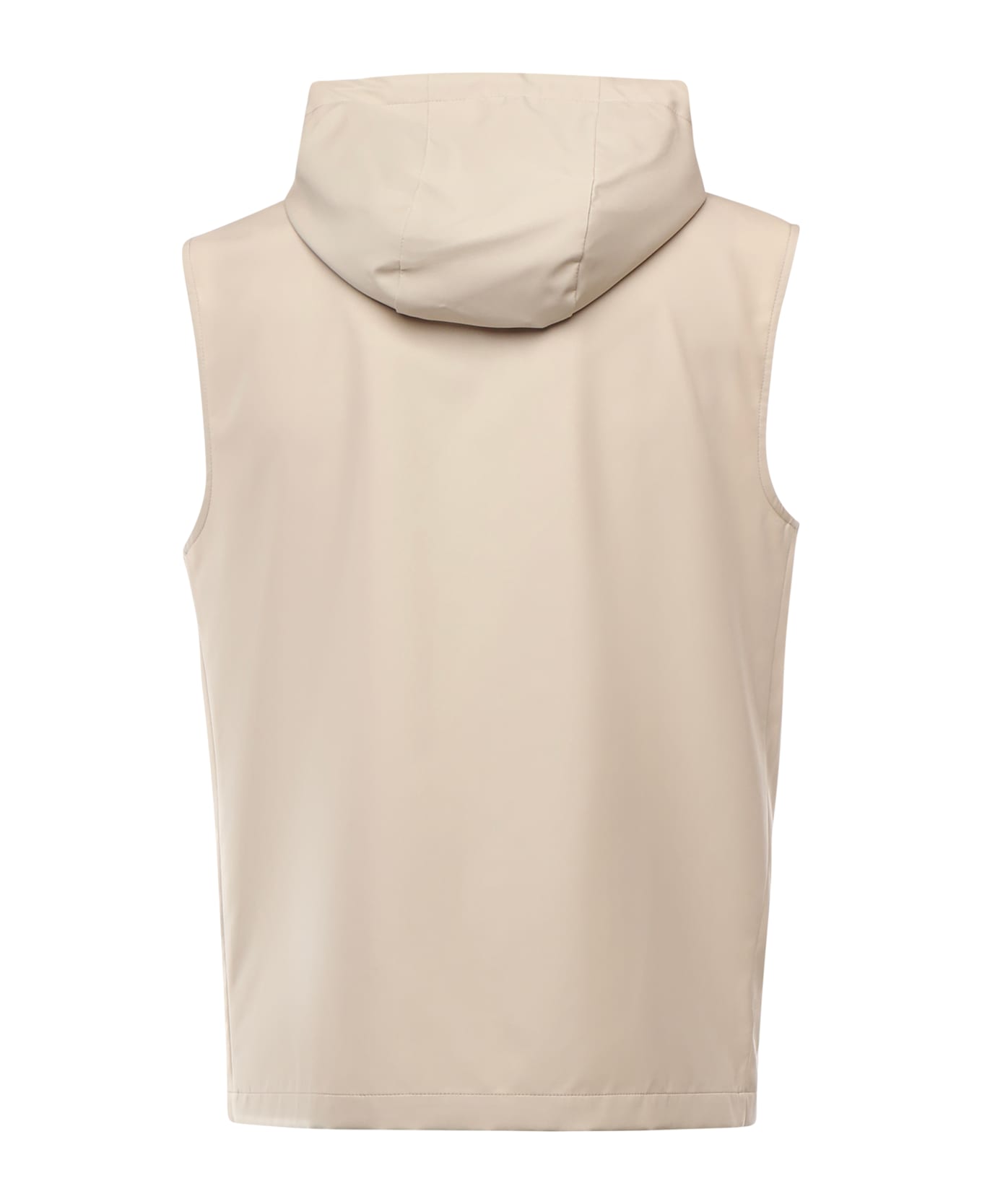 Eleventy Silk Hooded Vest - SAND
