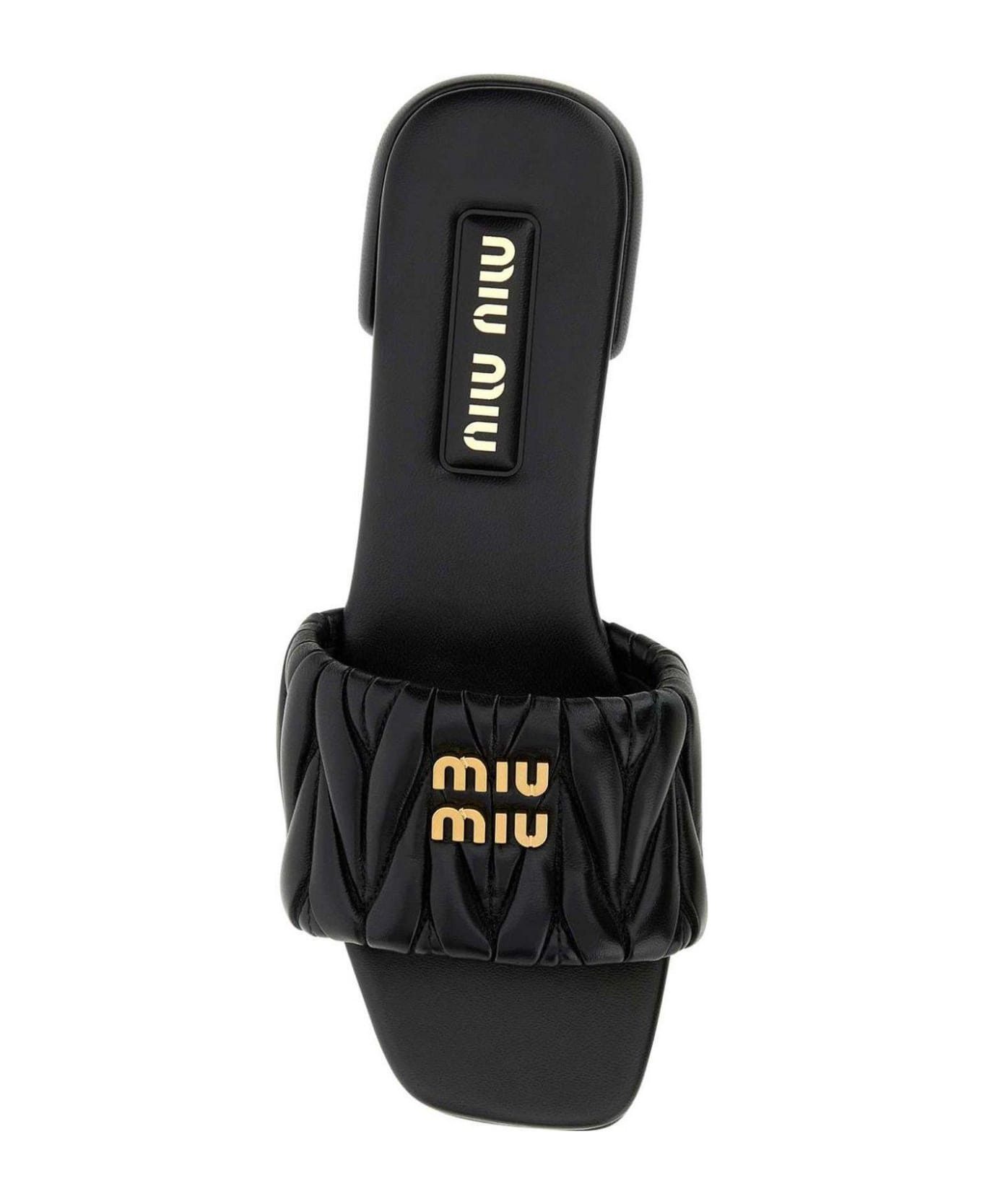 Miu Miu Logo Plaque Matelass Andals - Nero