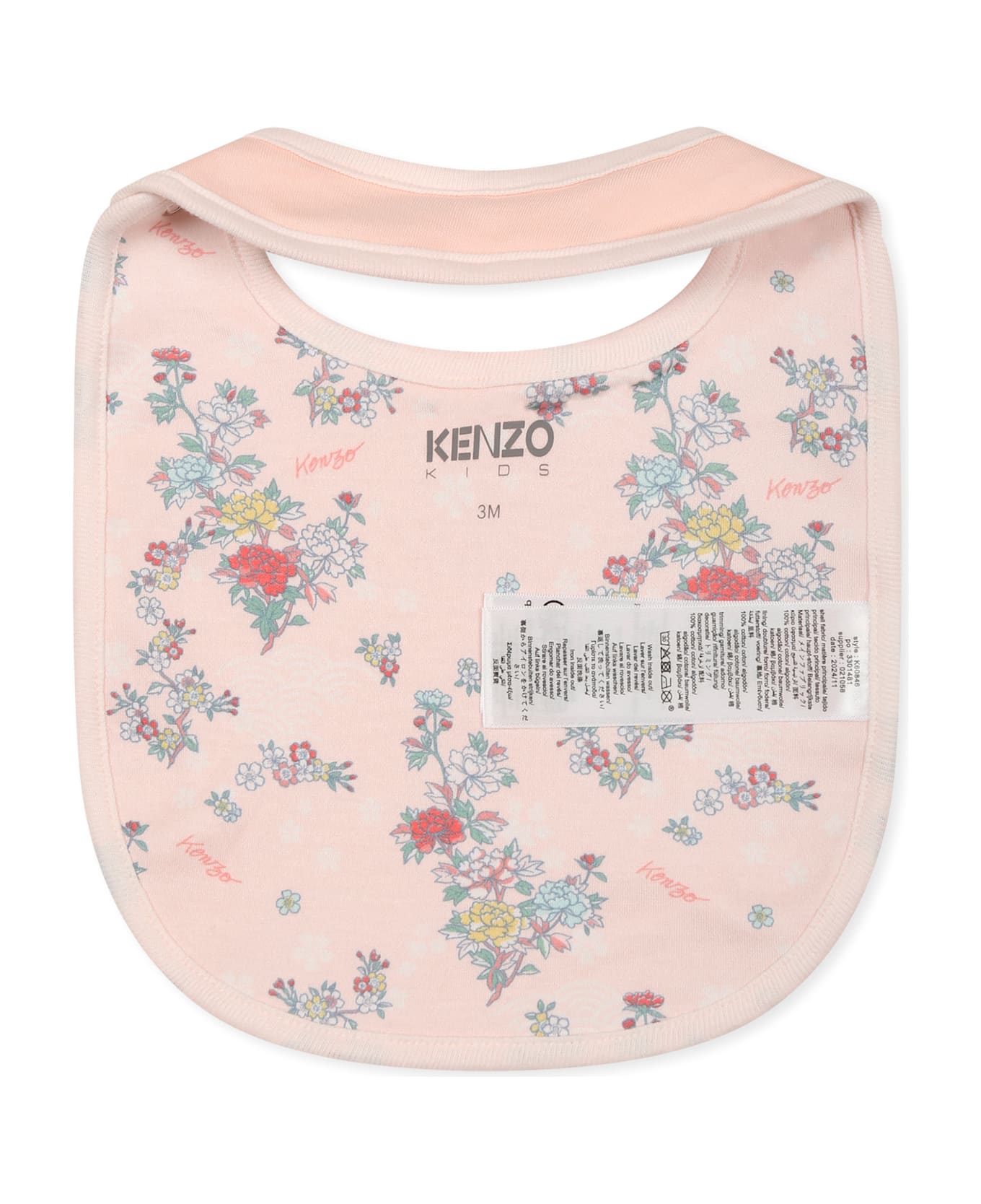Kenzo Kids Pink Babygrow Set For Baby Girl With Floral Print - Pink