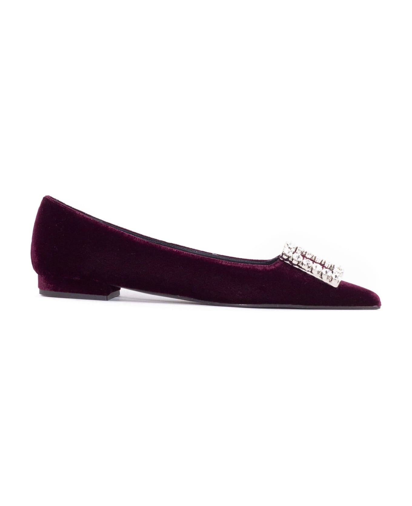 Roberto Festa Amaia Burgundy Velvet Ballerina Shoes - Bordeaux