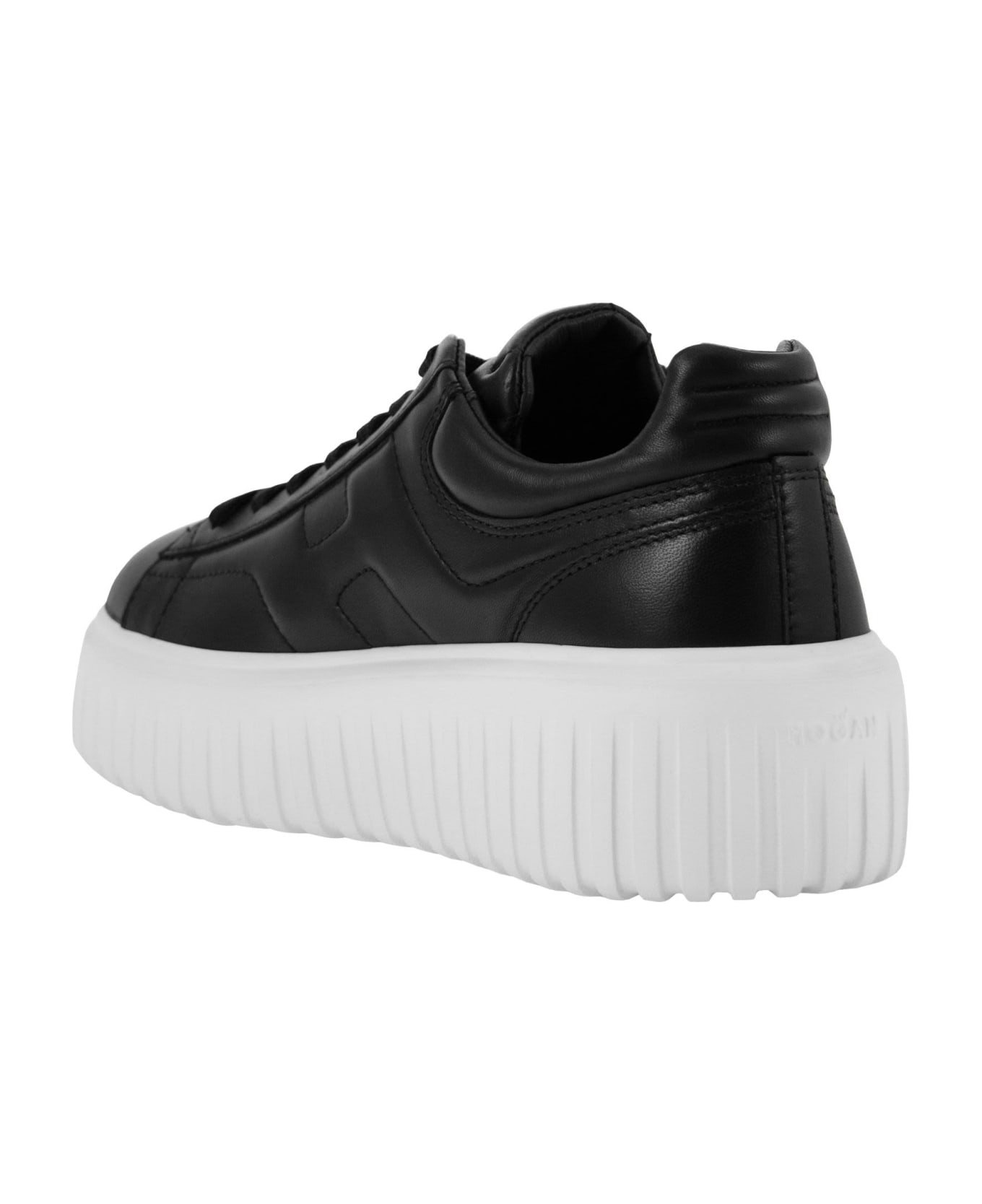 Hogan H-stripes Sneakers In Nappa Leather - Black/white