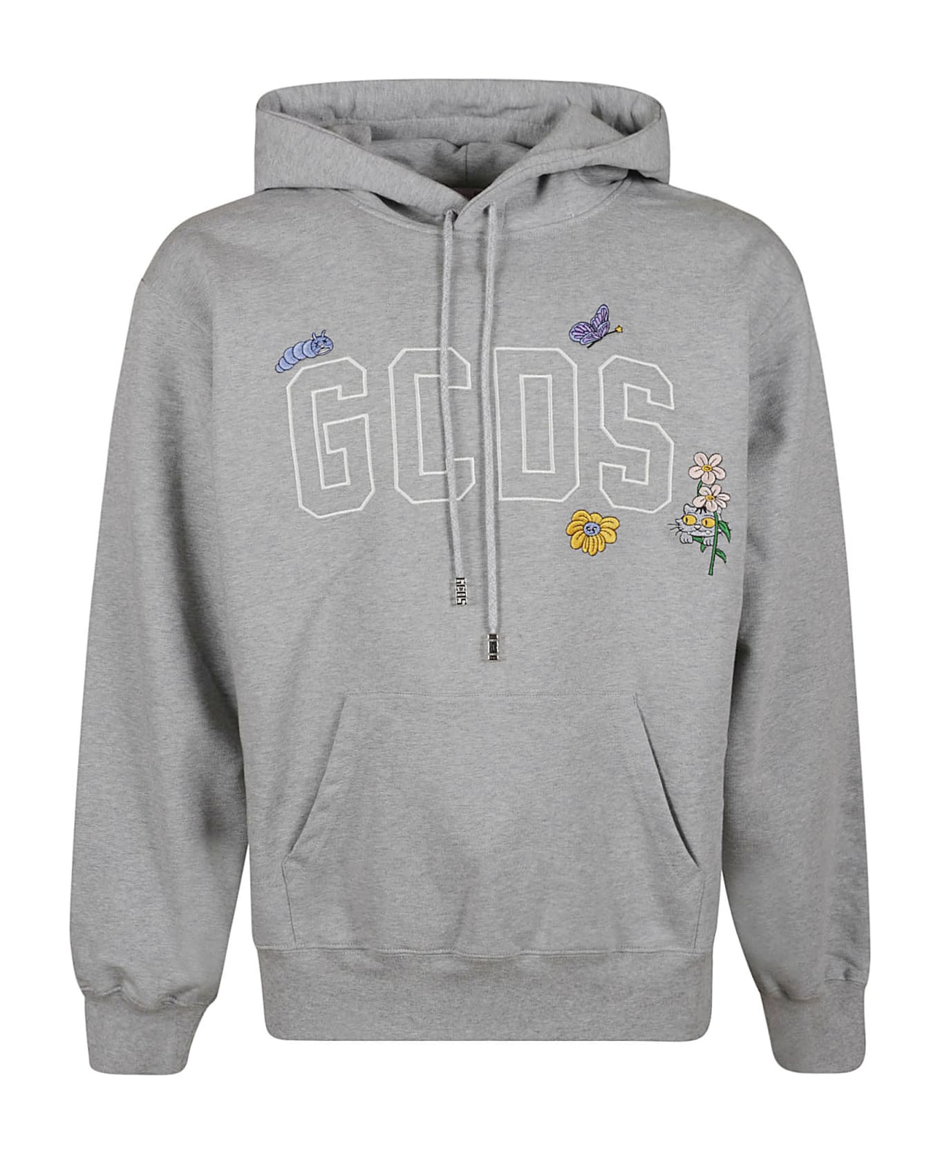 GCDS Floral Logo Hoodie - Grey