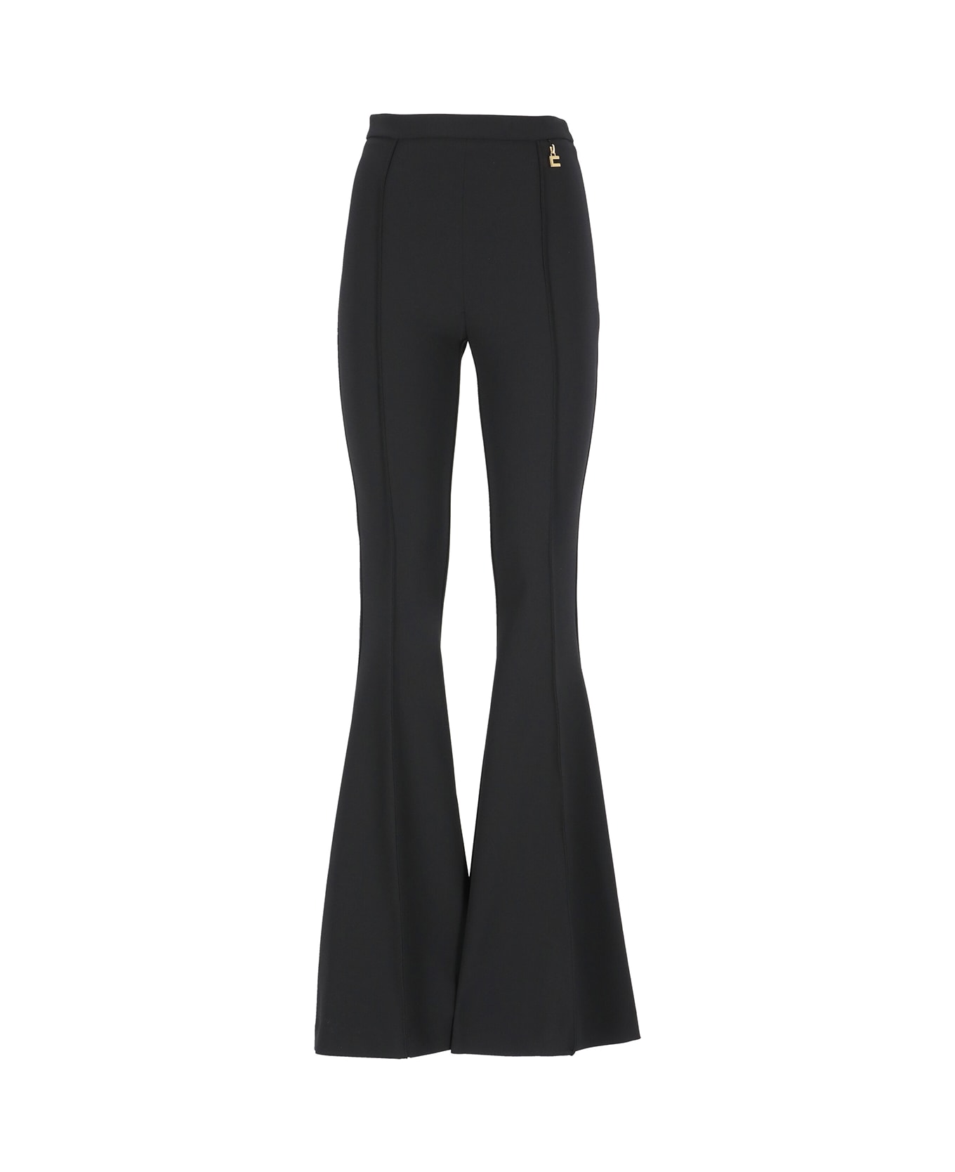 Elisabetta Franchi Flared Trousers With Charms Accessory - Black