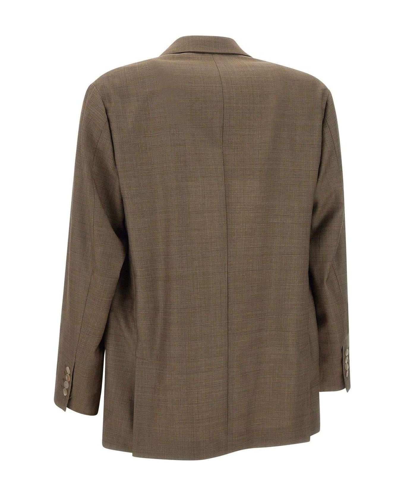 Emporio Armani Single Breasted Check Patterned Blazer - Marrone Chiaro Melange