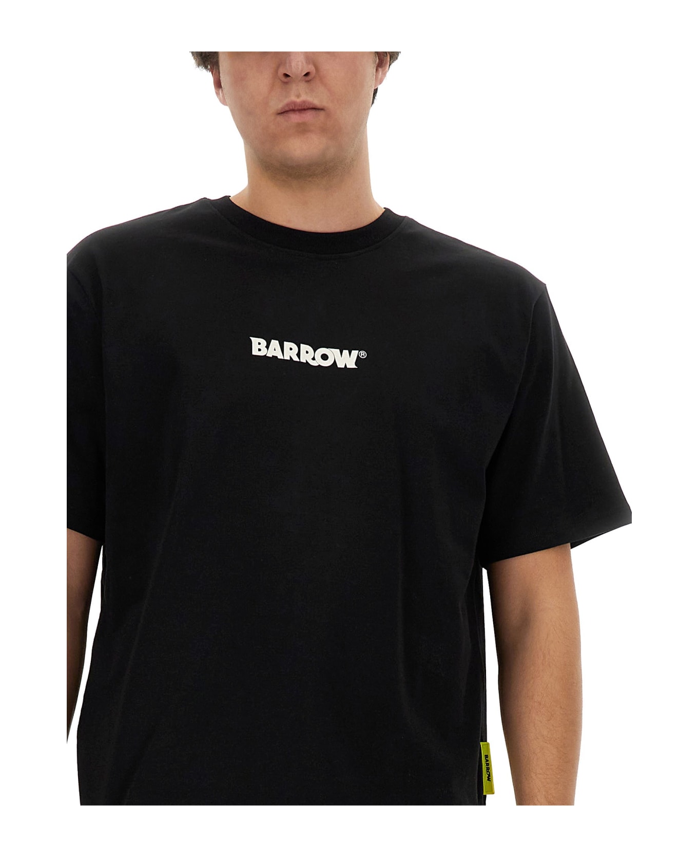Barrow Black T-shirt With Front And Back Logo Print - Black Tシャツ