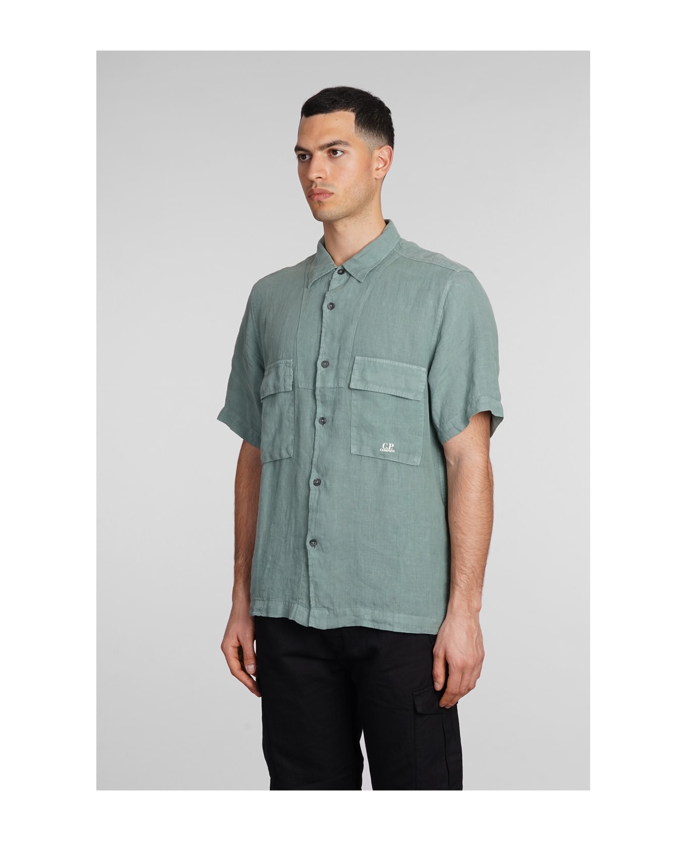 C.P. Company Shirt In Green Linen - green