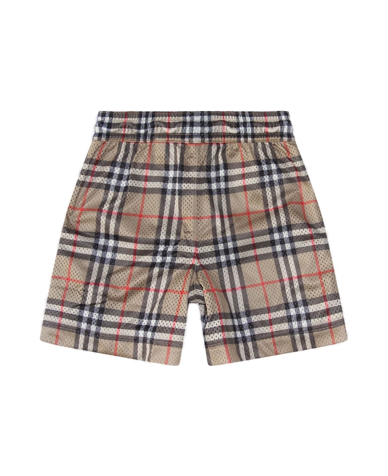Burberry nera Checked Drawstring Perforated Shorts