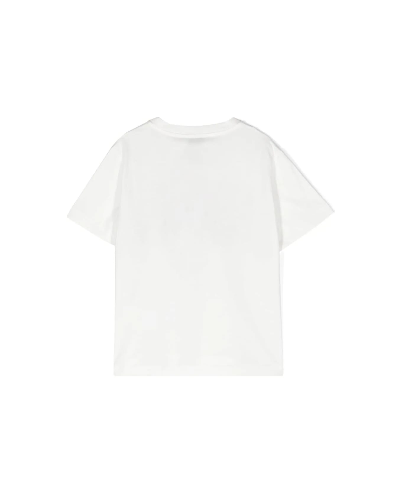 Etro White T-shirt With Logo And Striped Insert - Green