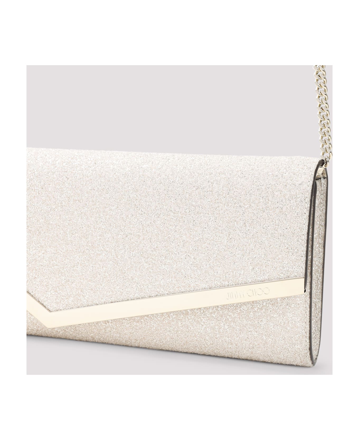 Jimmy Choo Emmie Glitter Clutch - Light Soft Gold