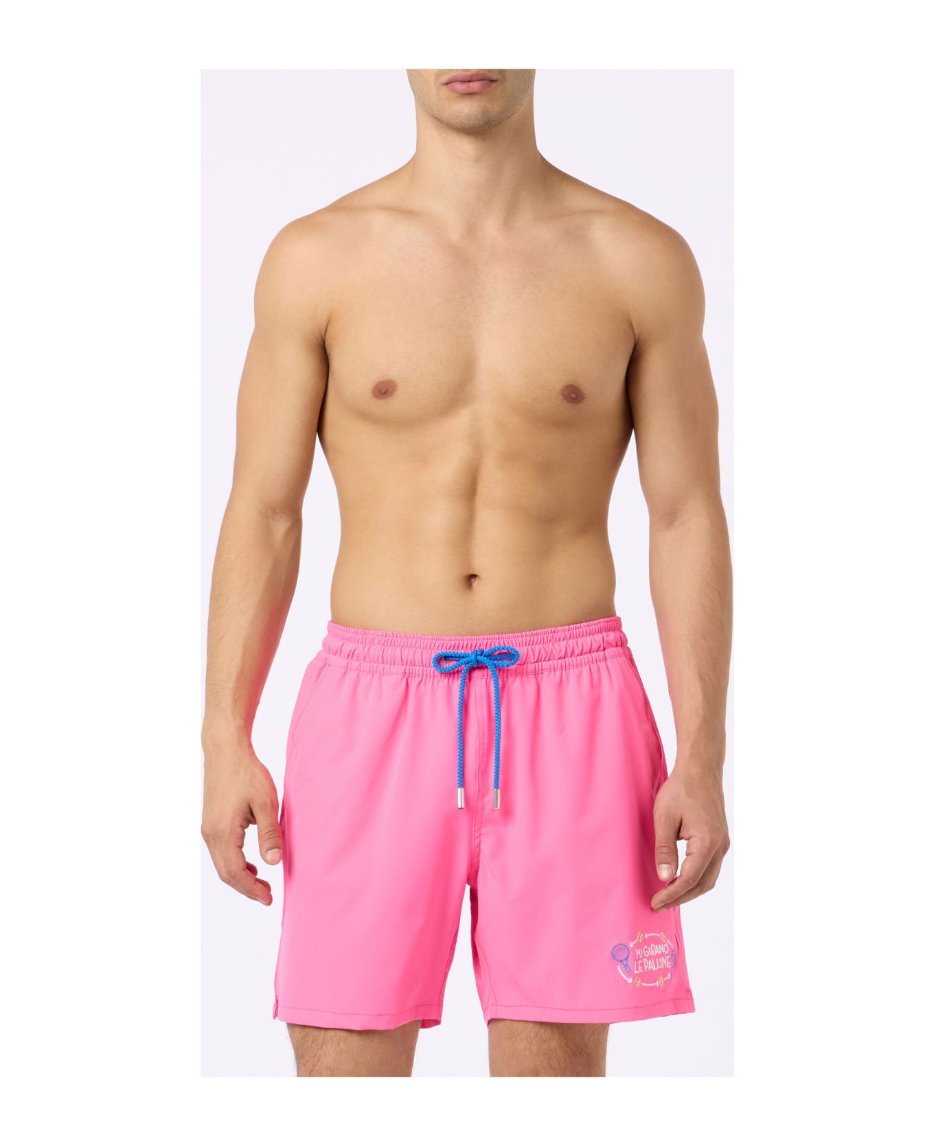 MC2 Saint Barth Classic Stretch Comfort Swim Shorts With Mi Girano Le Palline Embroidery | Insulti Luminosi Special Edition - PINK