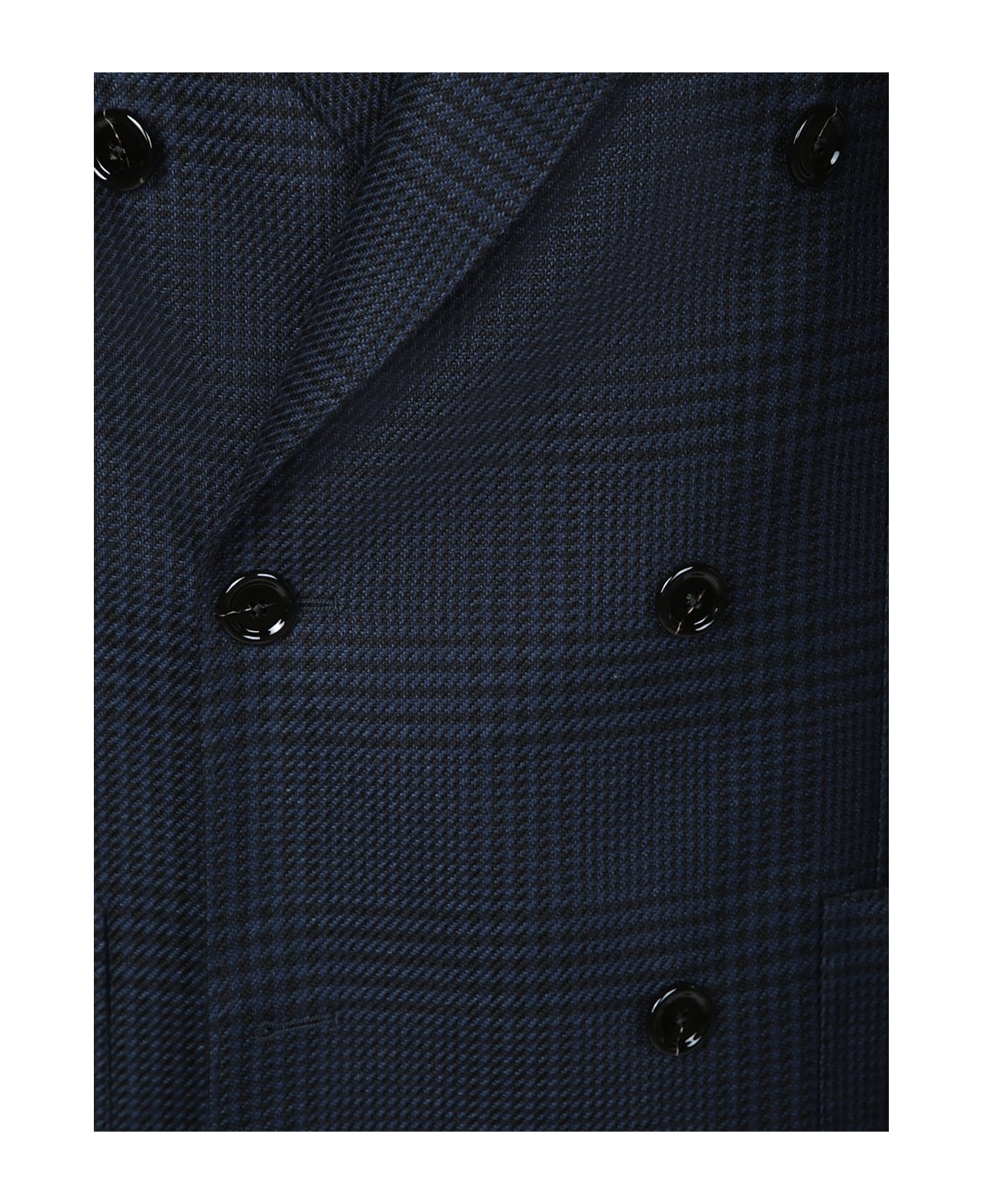Lardini Double-breasted Blue Wool Jacket - Black