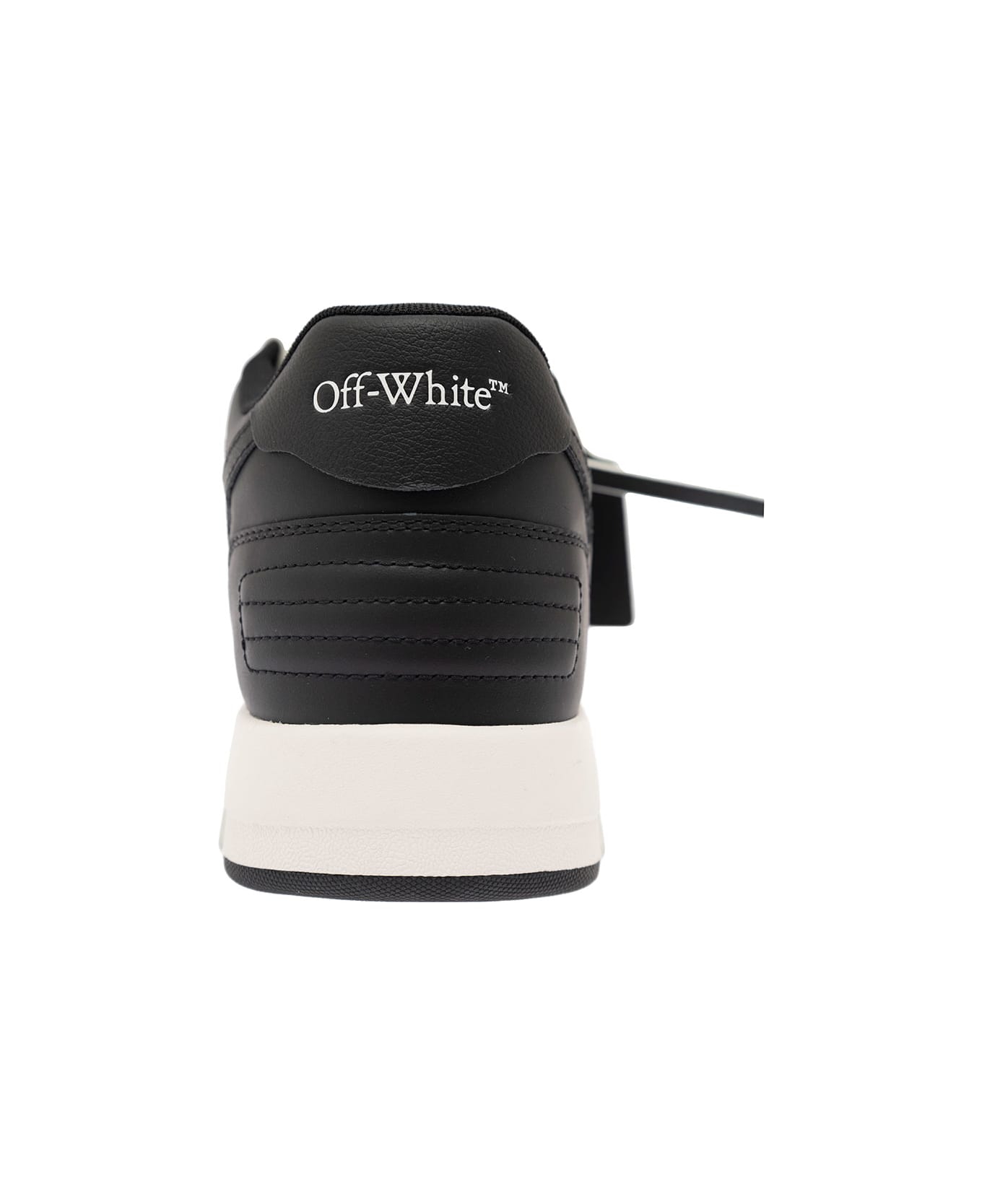 Off-White 'out Of Office' Black And White Low Top Sneakers With Arrow Motif And Zip-tie Tag In Leather Man - White