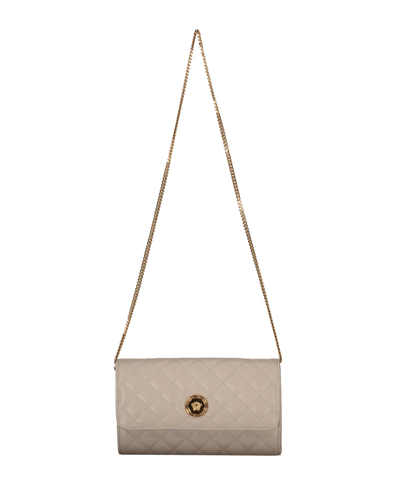 Versace Leather Clutch With Logo - Ivory