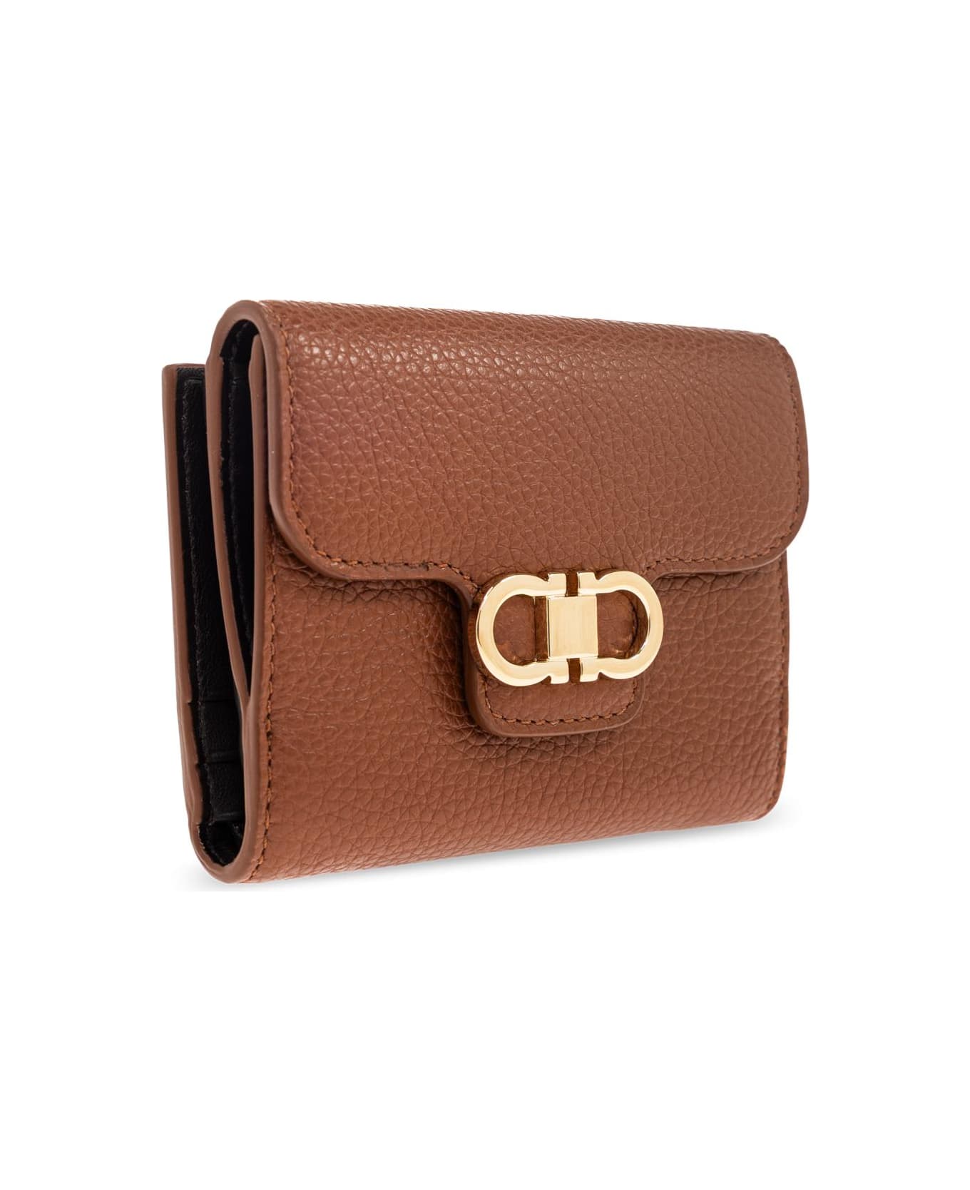 Ferragamo Leather Wallet With Logo - Brown