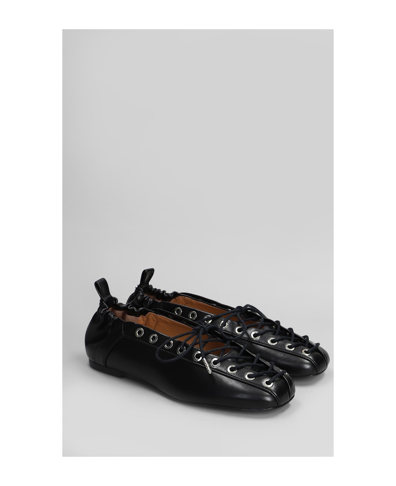 Ganni Ballet Flats In Black Polyuretan - black