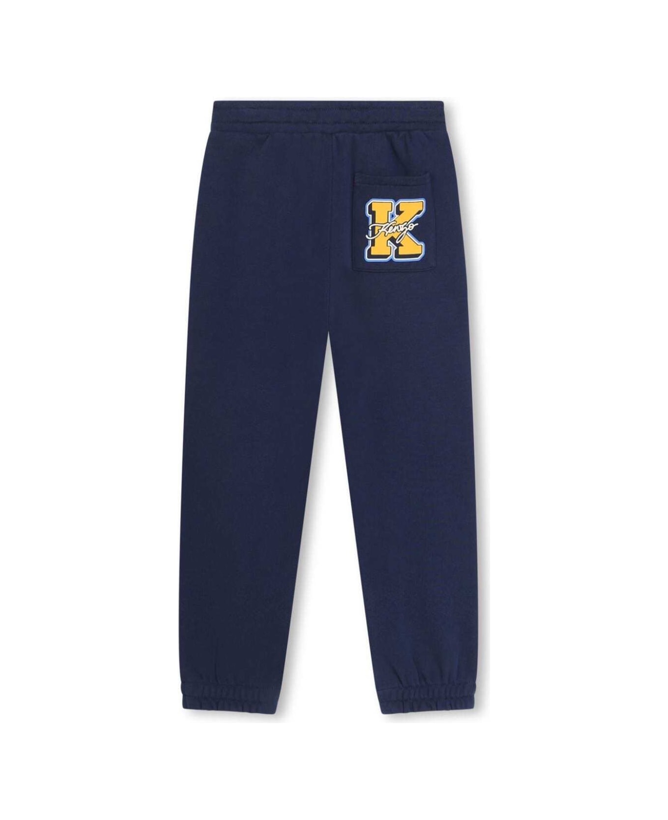 Kenzo Kids Blue Pants With Drawstring In Cotton Boy - Blu ボトムス