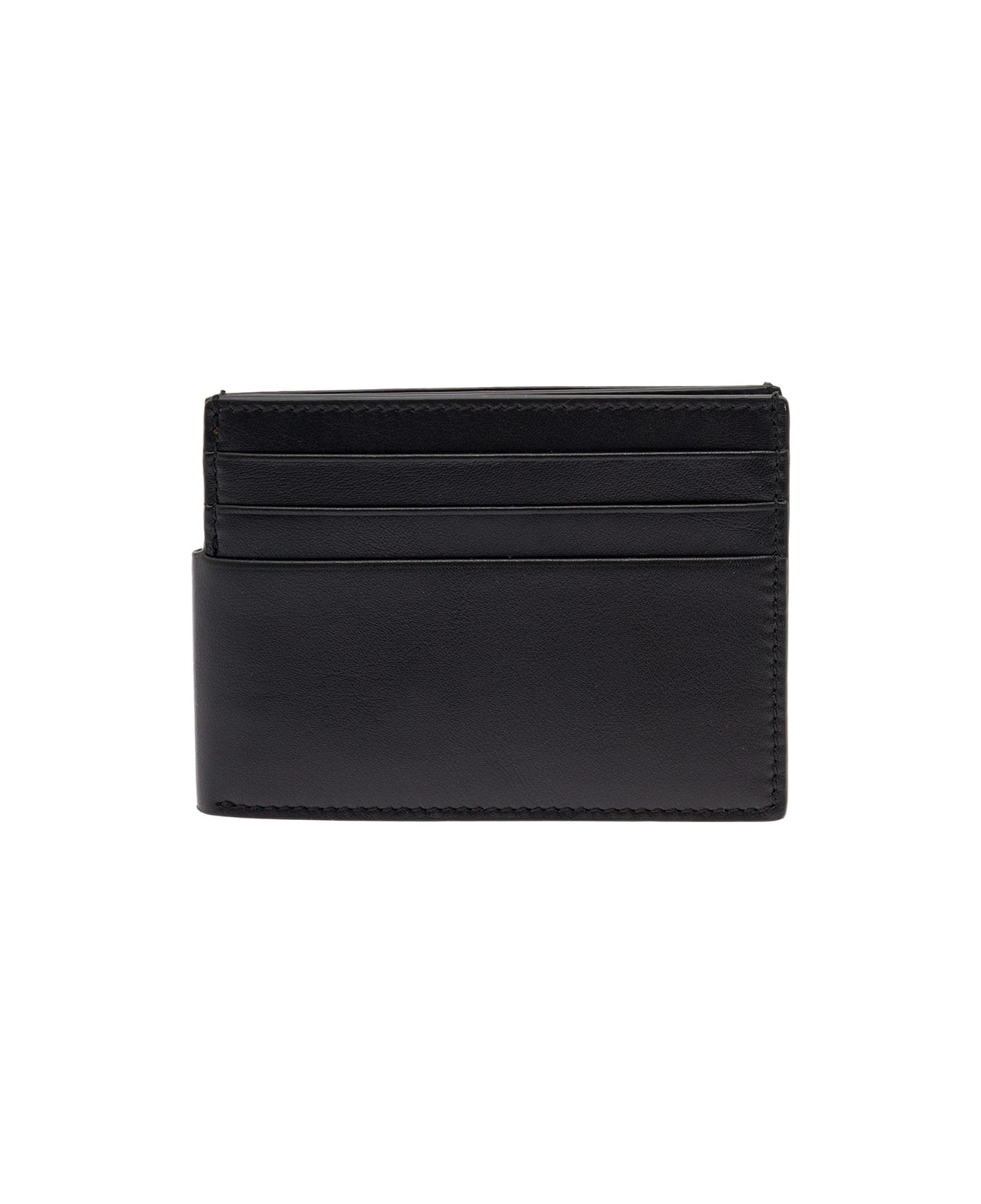 Alexander McQueen Black Double Card-holder With Contrasting Lettering In Leather Man Alexander Mcqueen - Black