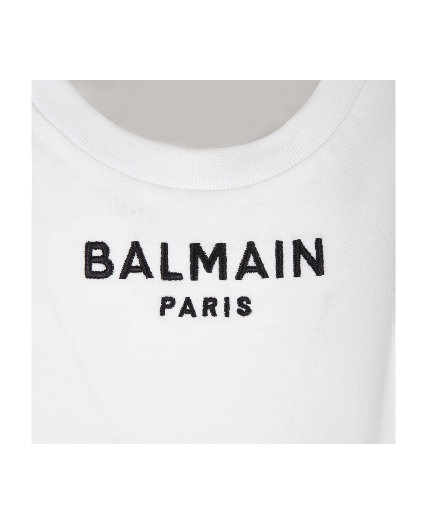 Balmain T-shirt Blanc Pour Fille Avec Logo - White Tシャツ＆ポロシャツ
