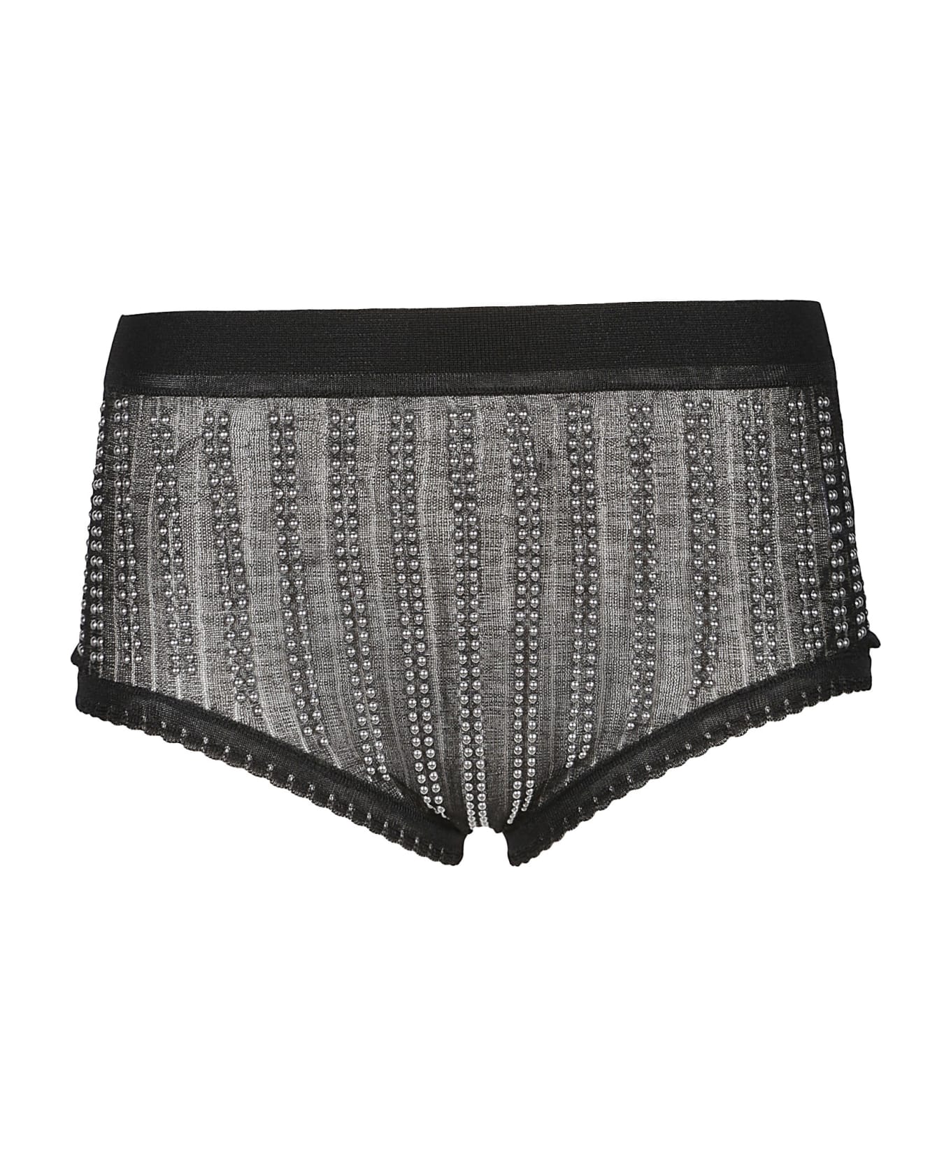 Paco Rabanne Black Knitted High Waisted Briefs With Studs - Nero