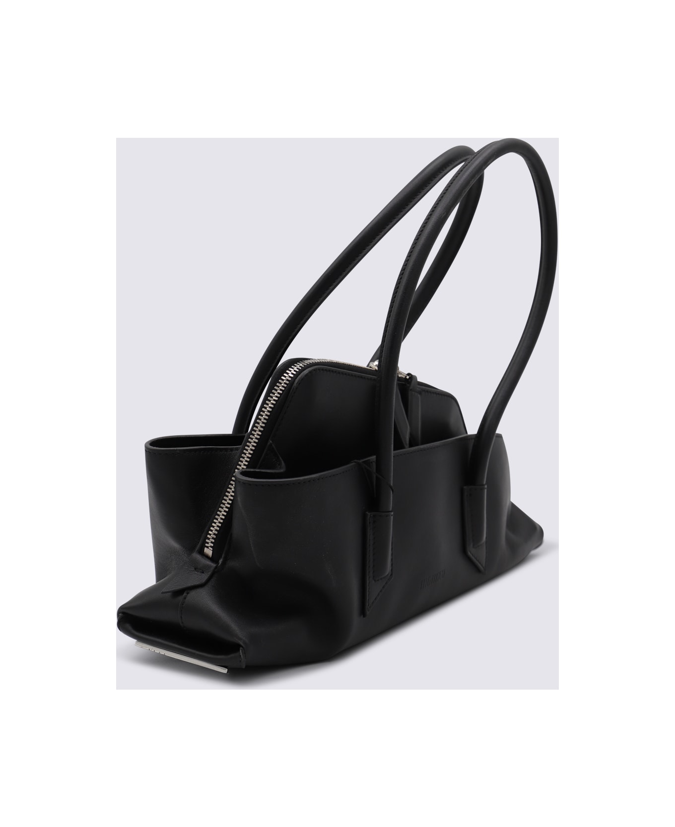 The Attico Black Leather La Passeggiata Small Shoulder Bag - Black