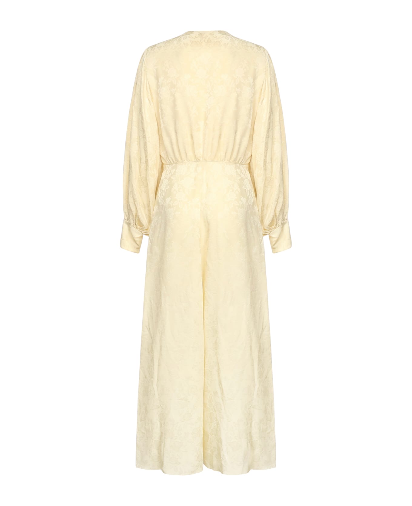 Chloé Long Ruffled Silk Jacquard Dress - Powder Yellow