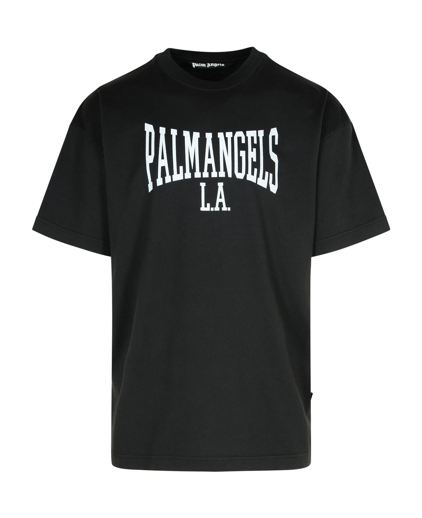 Palm Angels 'college' Black Cotton T-shirt - Black