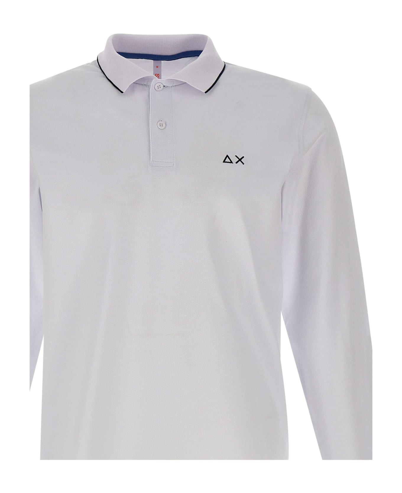 Sun 68 "small Stripes" Cotton Polo Shirt - WHITE