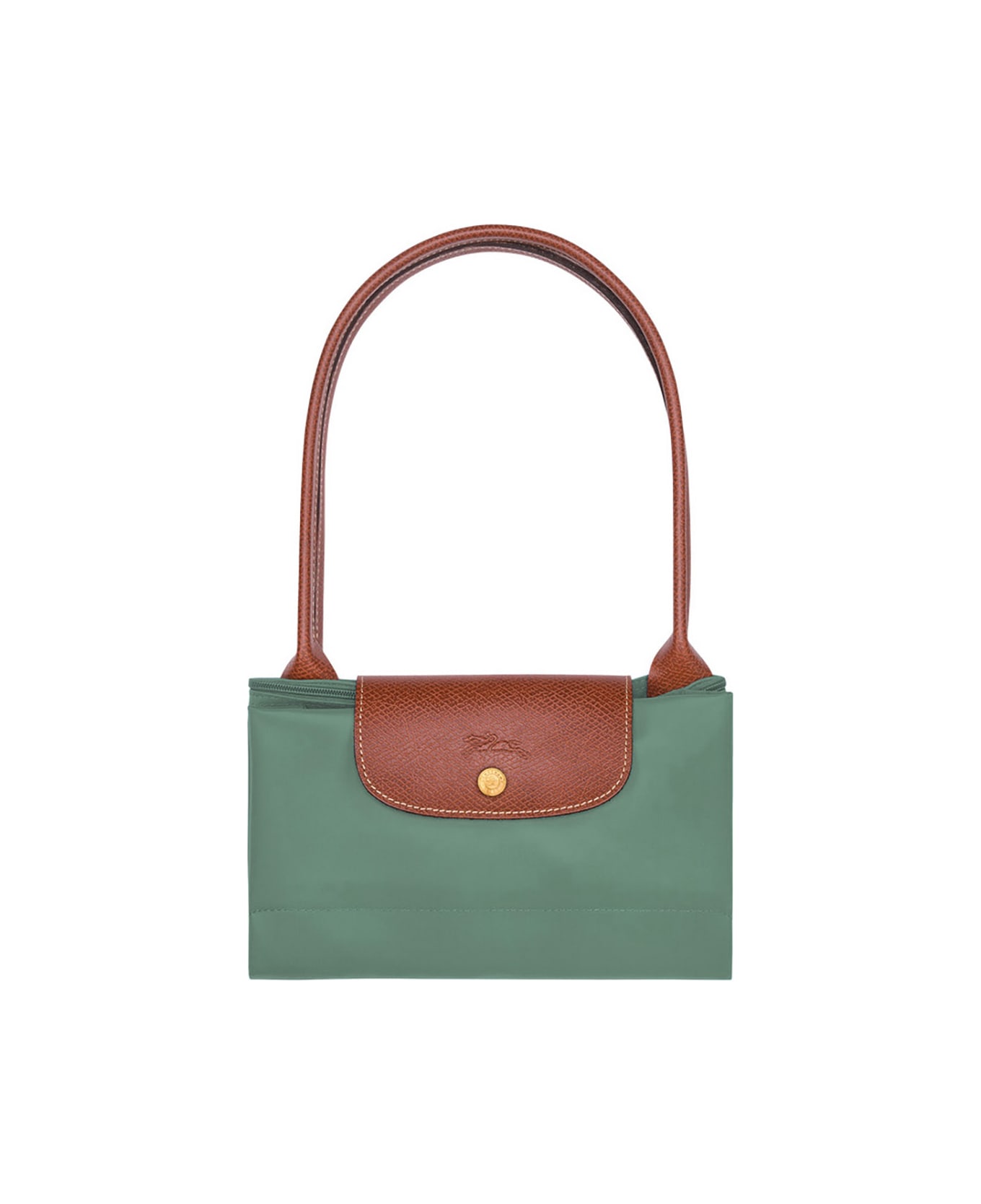 Longchamp 
le Pliage Original
 Green Shoulder Bag With Embossed Logo In Canvas Woman - Green