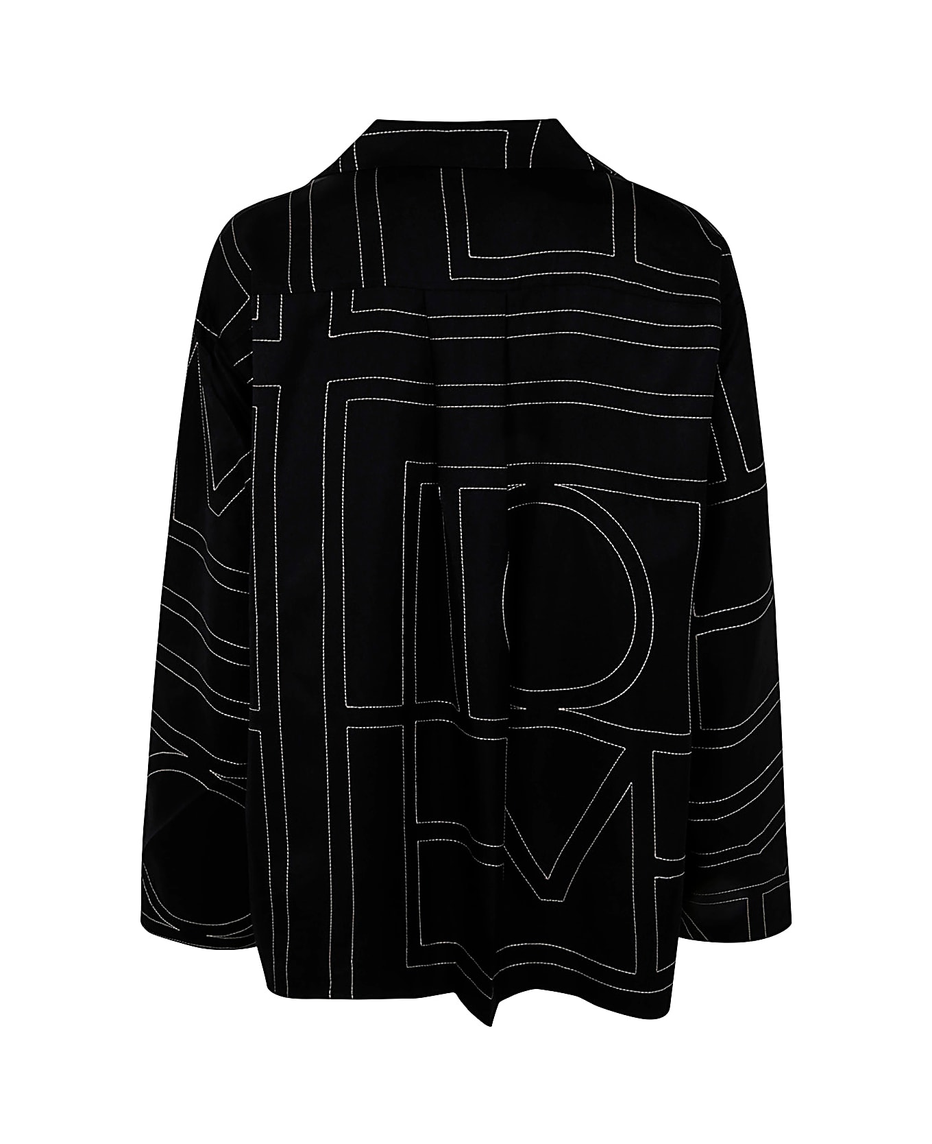 Totême Monogram Silk Pj Top - Black Monogram