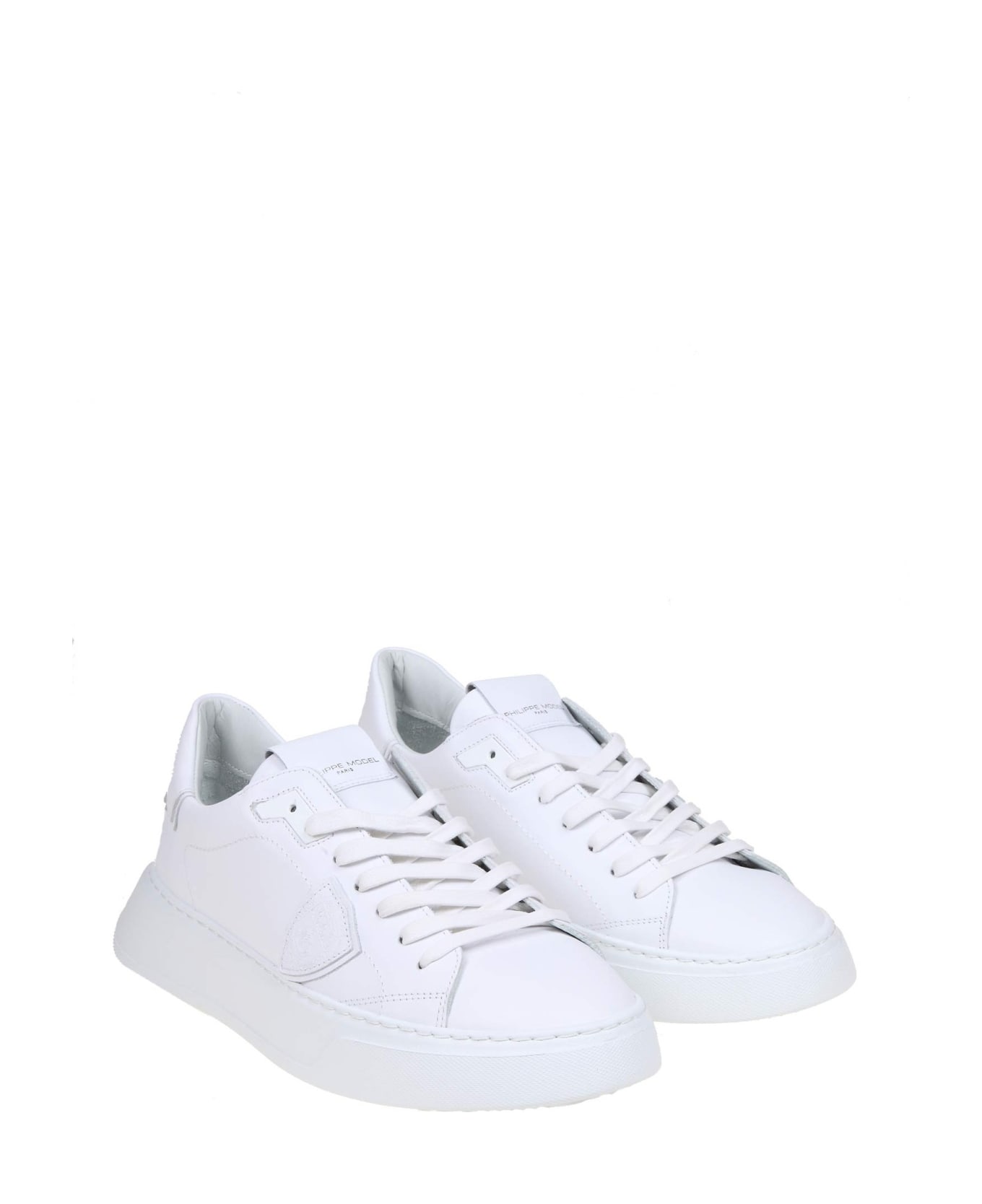Philippe Model Temple Sneakers In White Leather - WHITE