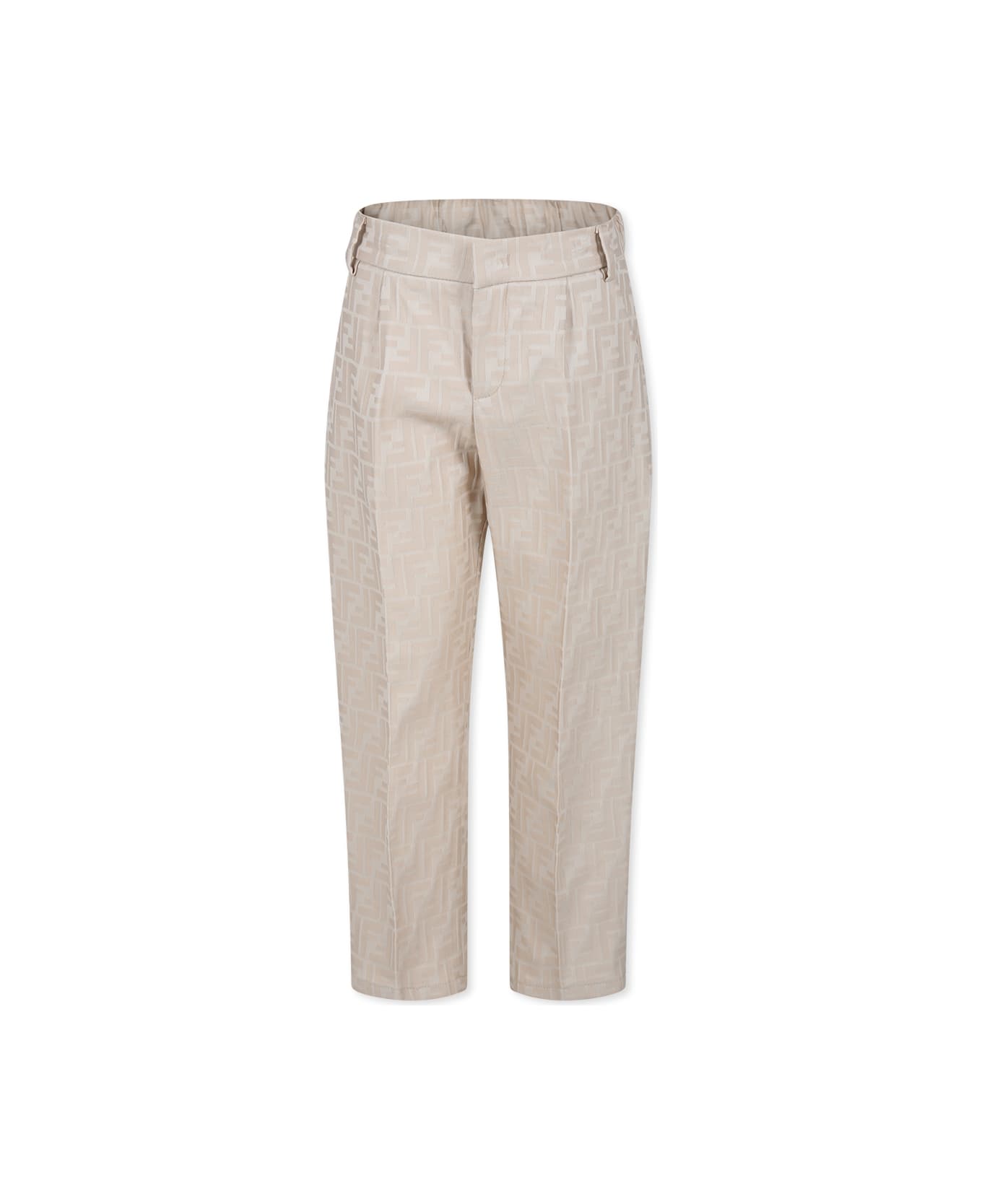 Fendi Beige Trousers For Boy With Ff - Beige