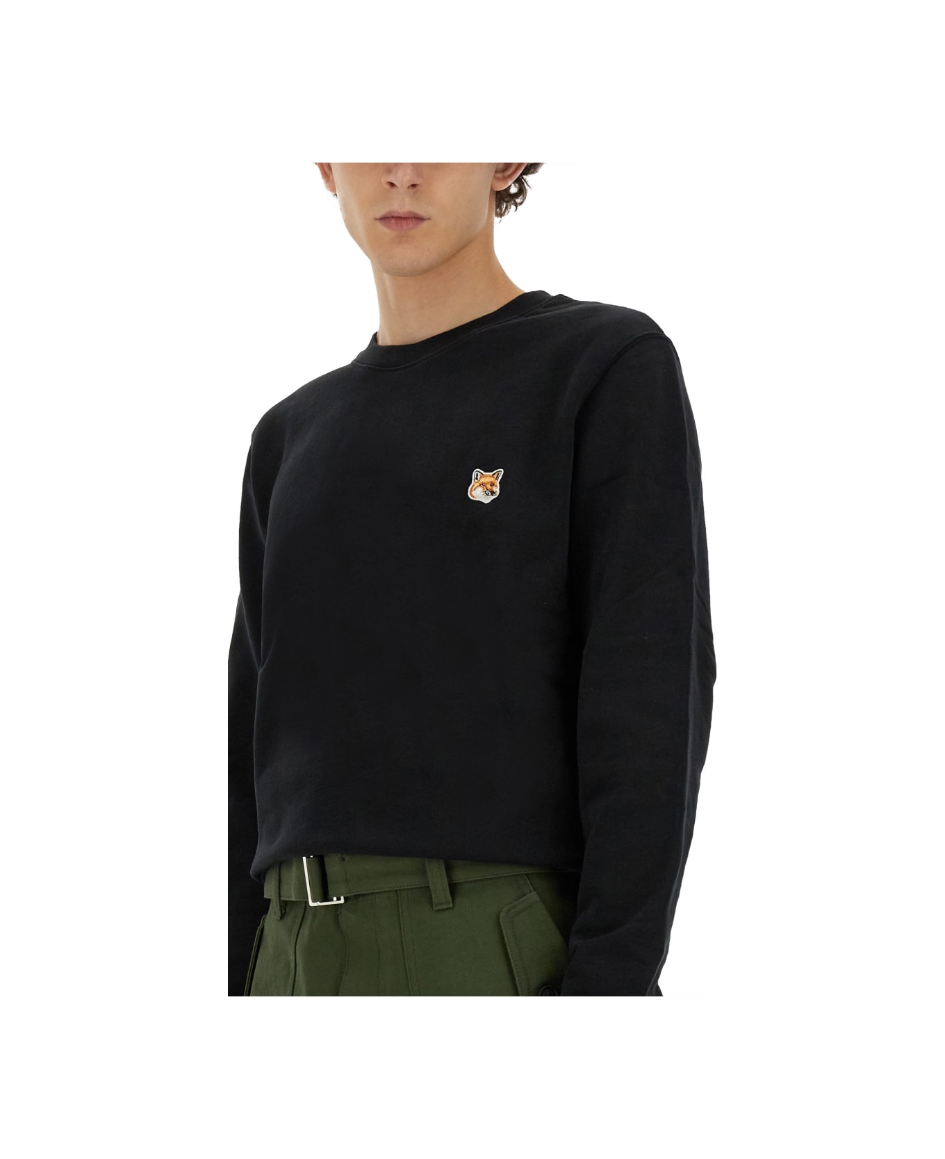 Maison Kitsuné Sweatshirt With Fox Head Patch - BLACK