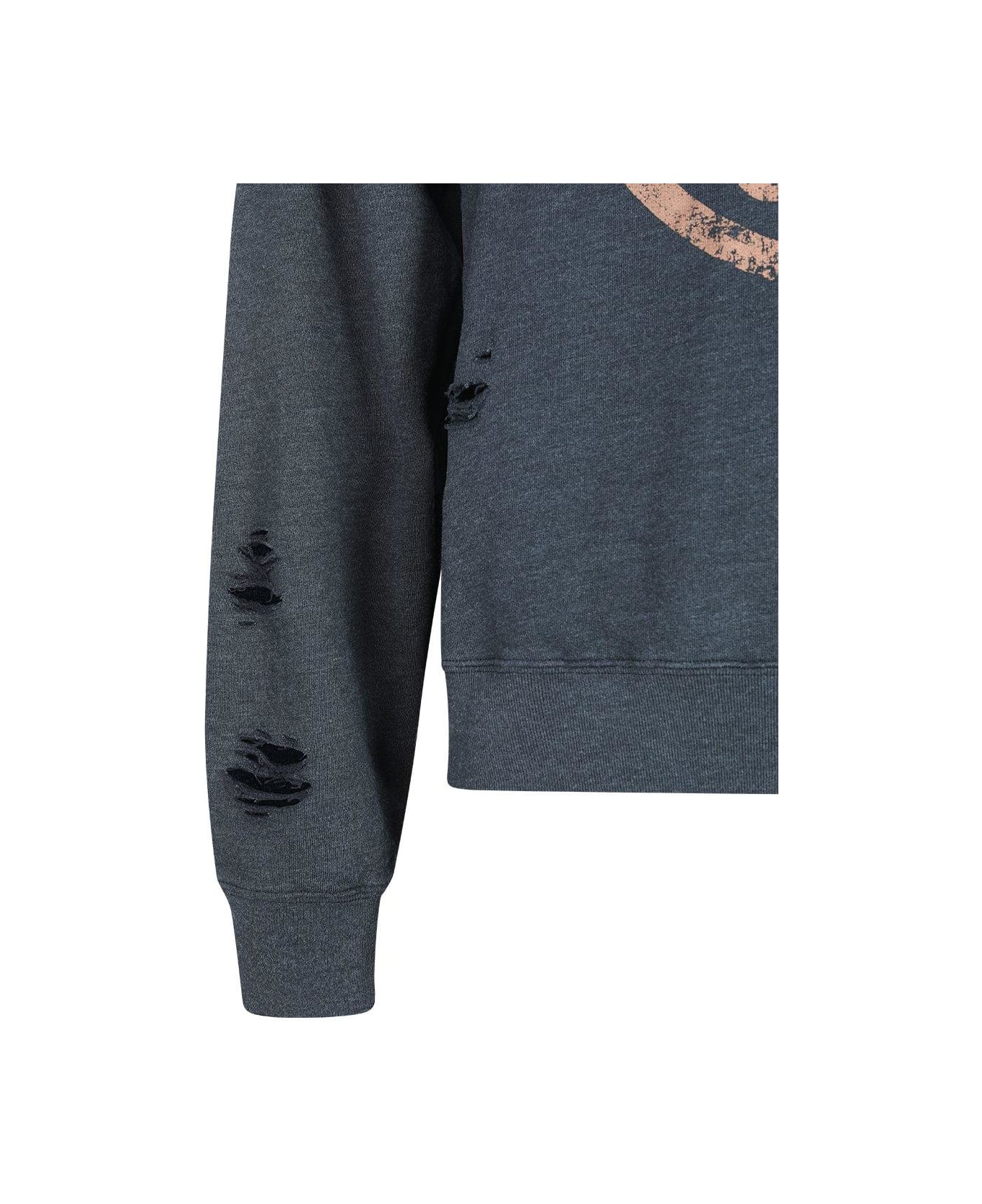 Acne Studios Distressed Logo Printed Sweatshirt - BLACK WASH