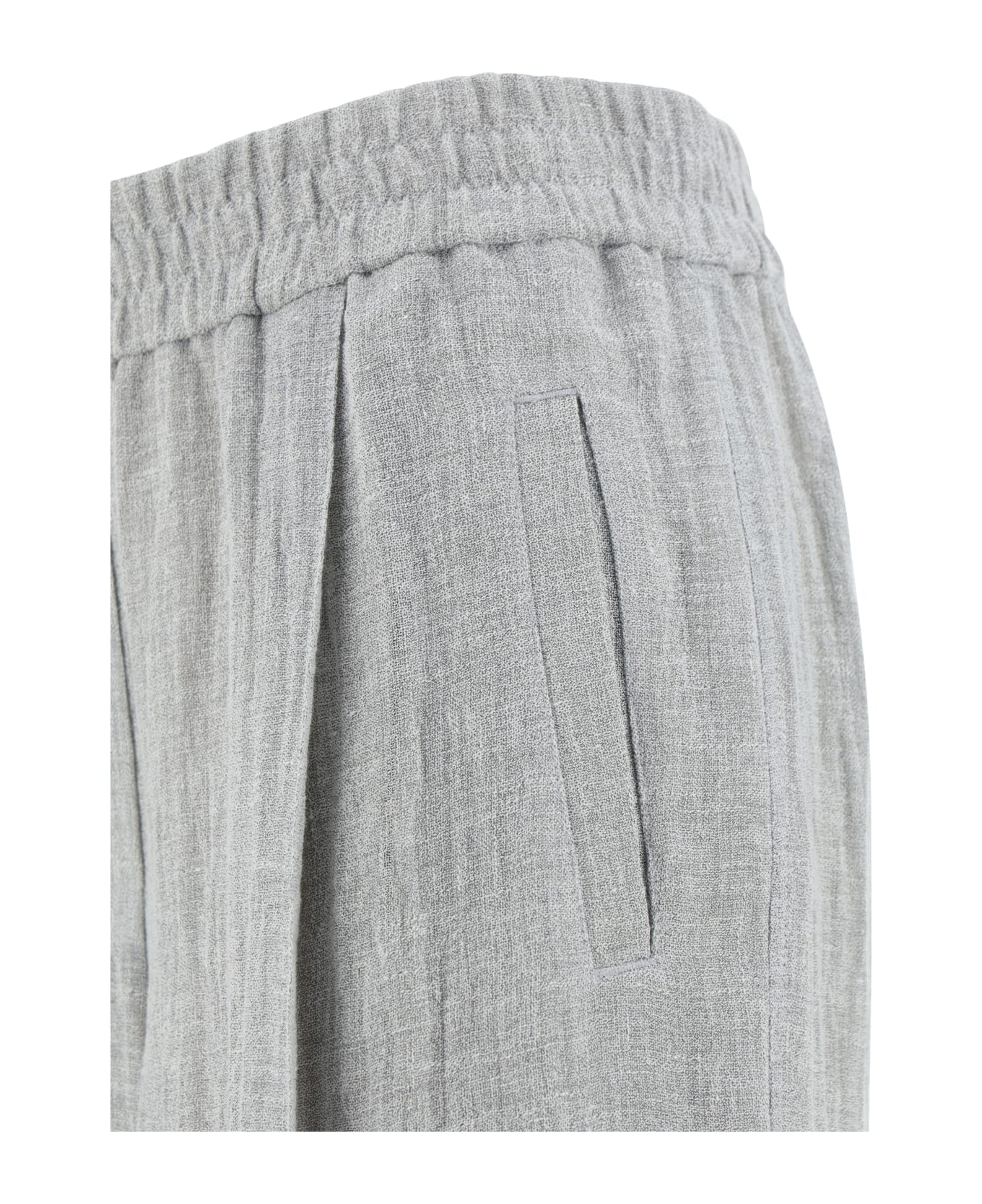 Brunello Cucinelli Wide Leg Linen Trousers - Grey ボトムス