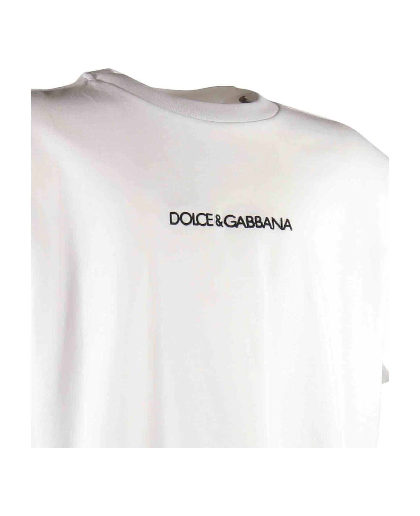 Dolce & Gabbana Logo Embroidred Crewneck T-shirt - WHITE