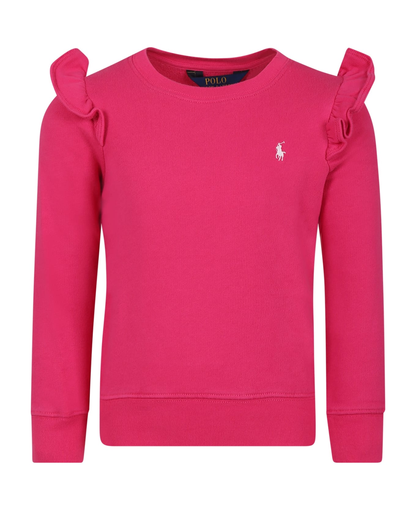 Ralph Lauren Fuchsia Sweatshirt For Girl With Pony - Fuchsia ニットウェア＆スウェットシャツ