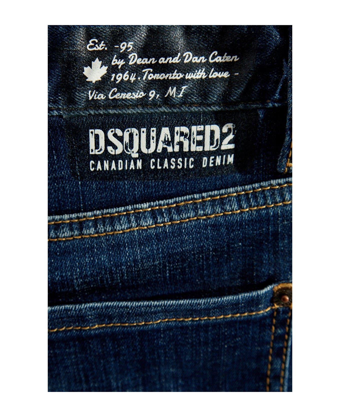 Dsquared2 Logo Patch Flared Jeans - Navy Blue