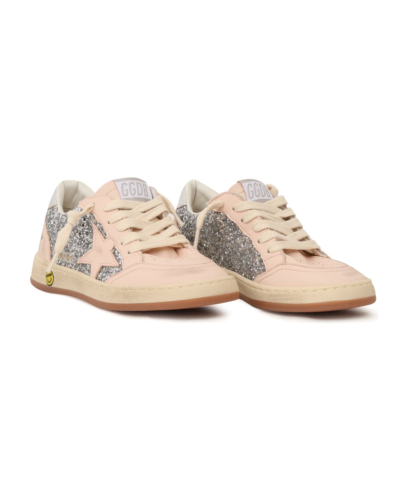 Golden Goose Ballstar Glitter Upper Nappa Toe Star And Spur Laminated Heel - SILVER