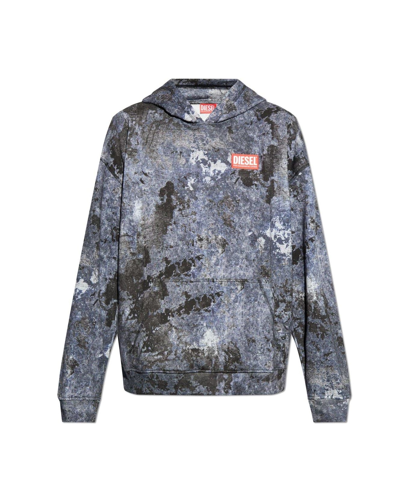 Diesel S-boxt-hood-r8 Marble-effect Burnout Hoodie