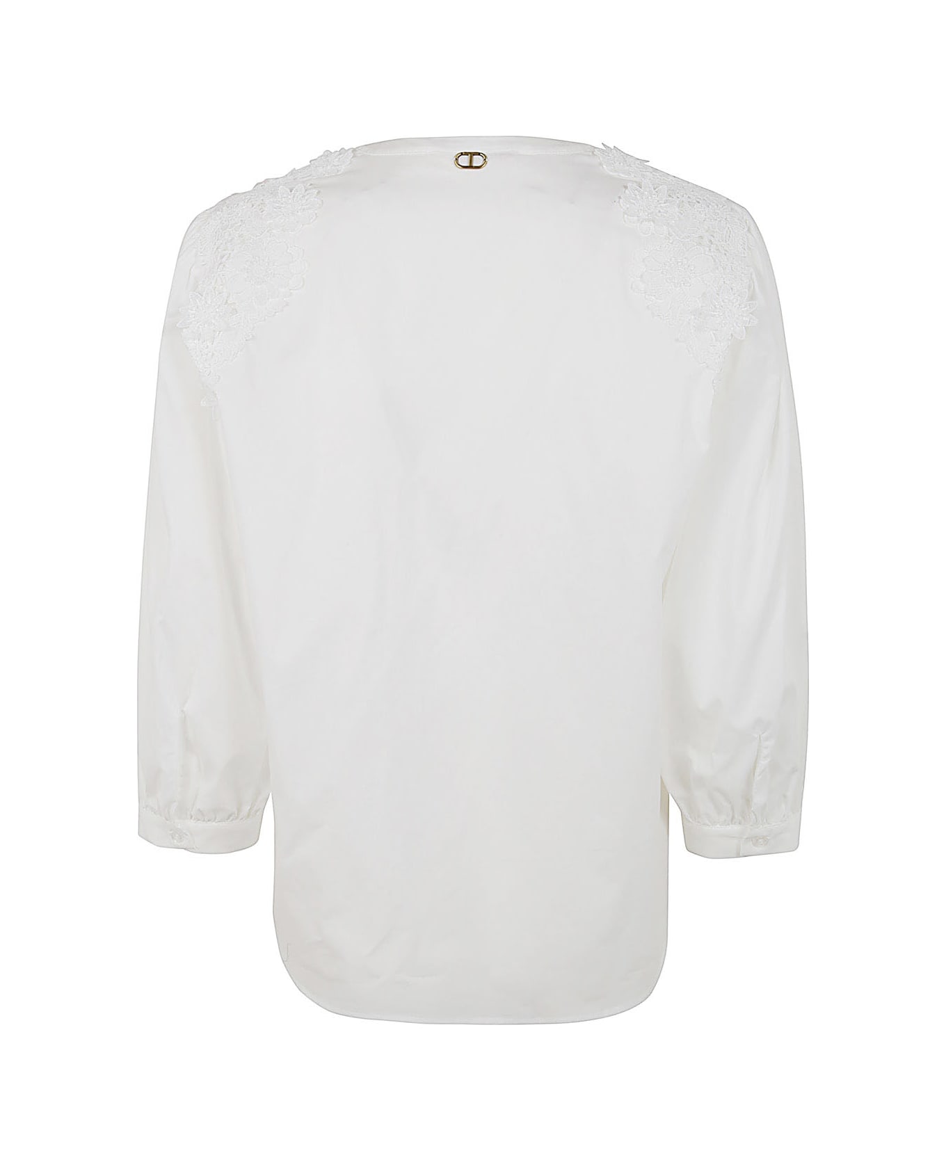 TwinSet Blouse With Embroidered Flowers - Optic White