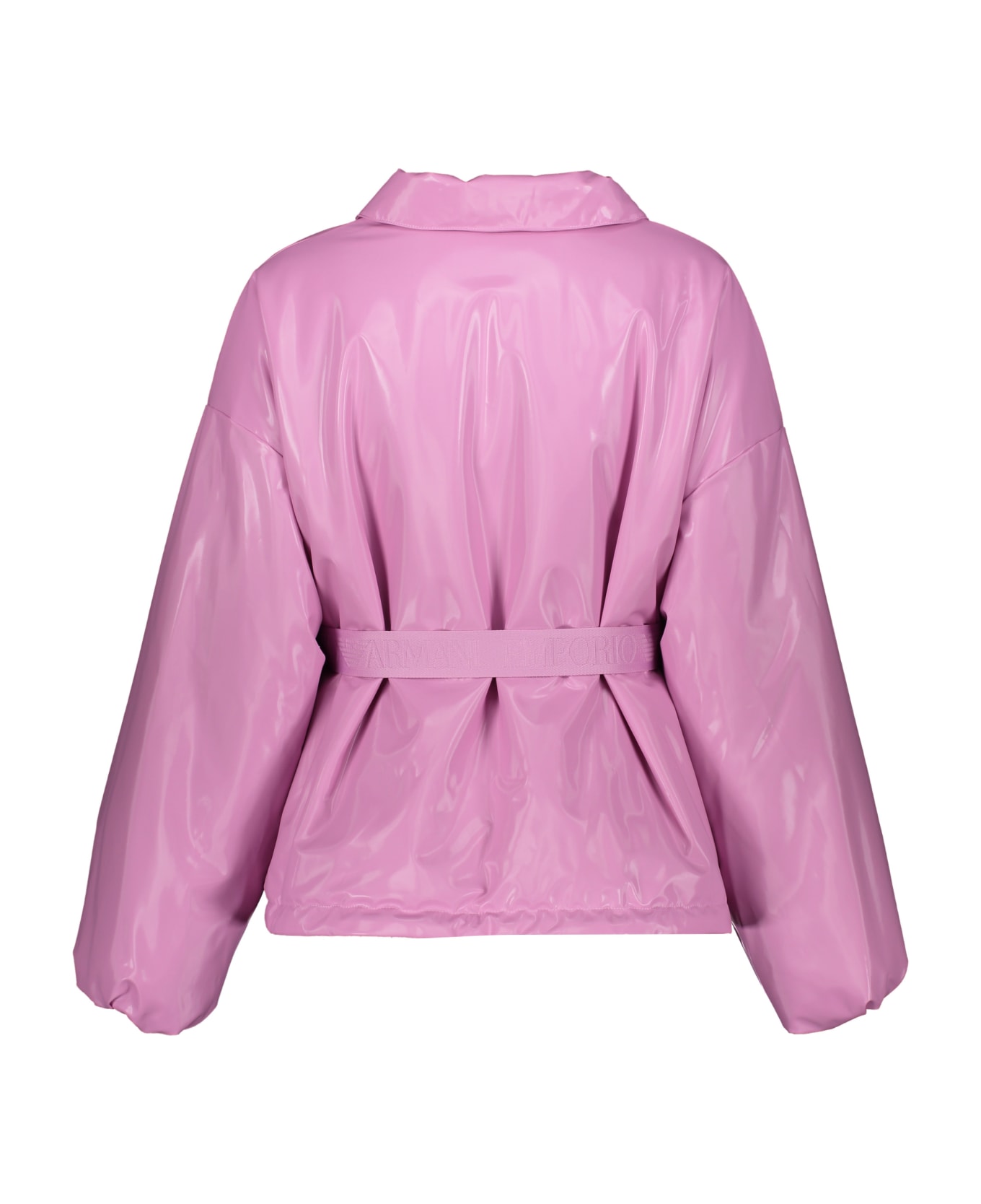 Emporio Armani Belted Full Zip Down Jacket - Pink レインコート
