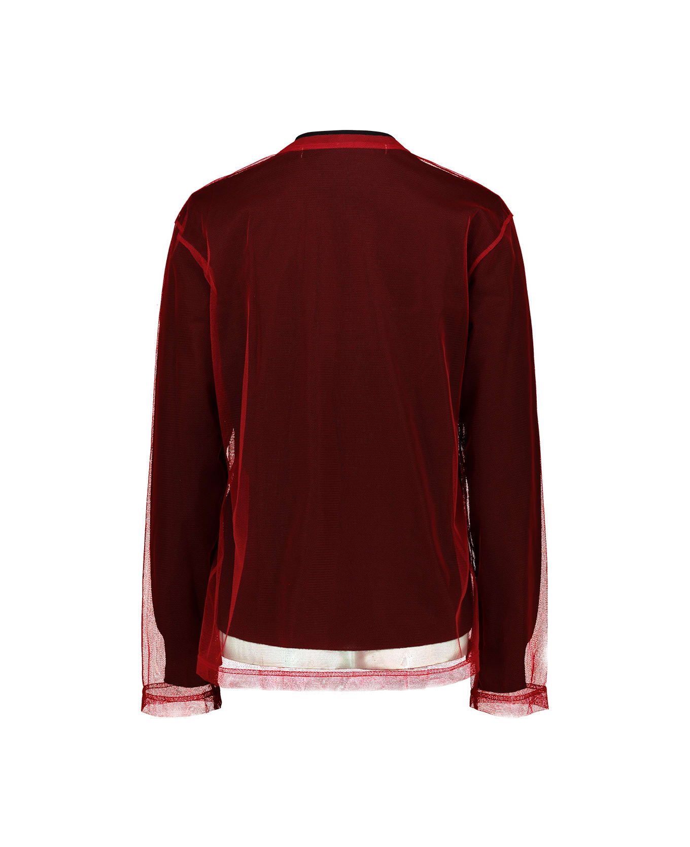 Comme des Garçons Crew Neck Cardigan - Black/ Red